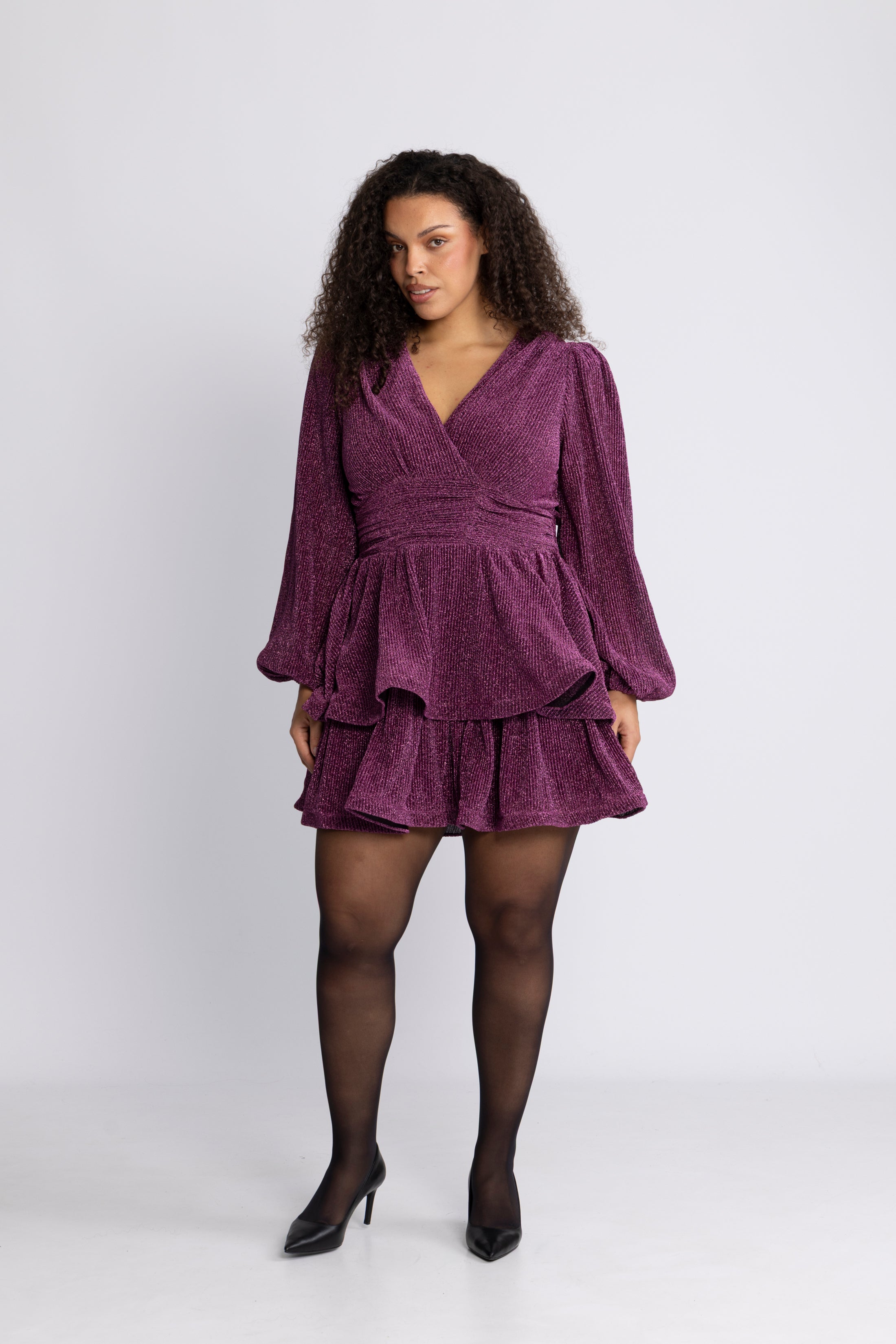 Jade Wave Sparkle Dress - Dark Pink