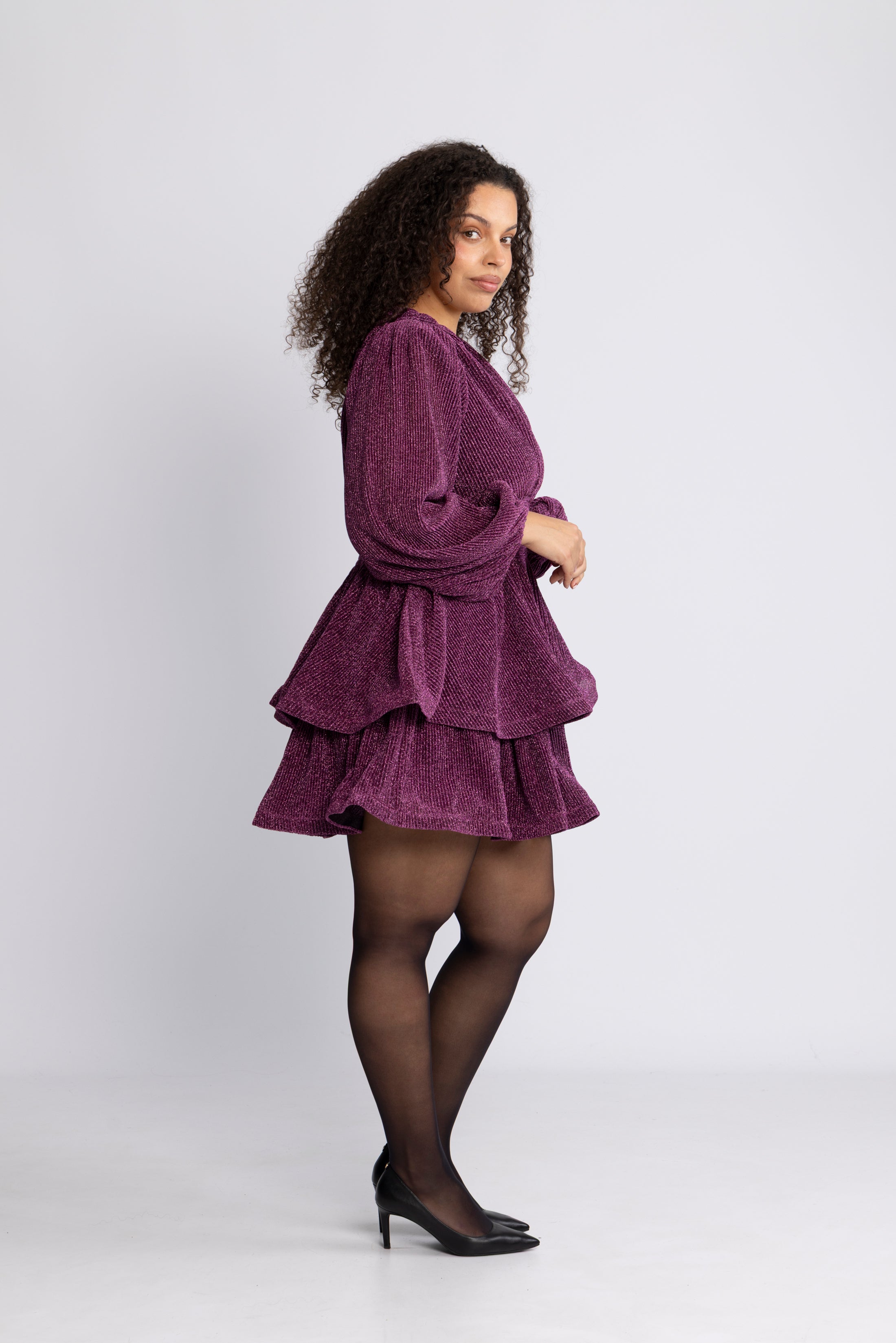 Jade Wave Sparkle Dress - Dark Pink