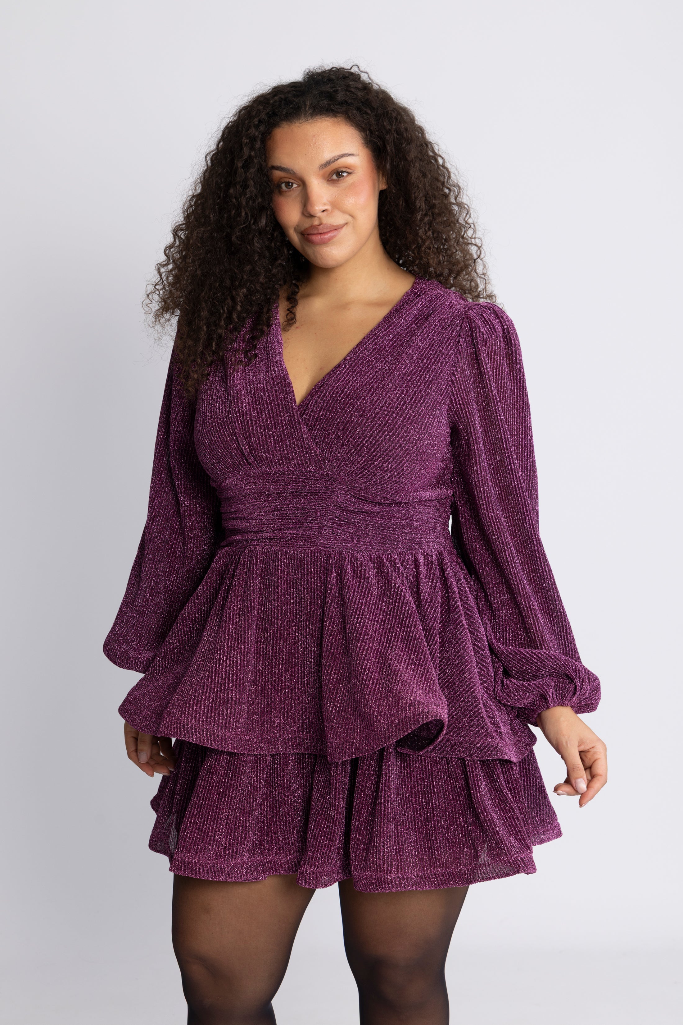 Jade Wave Sparkle Dress - Dark Pink