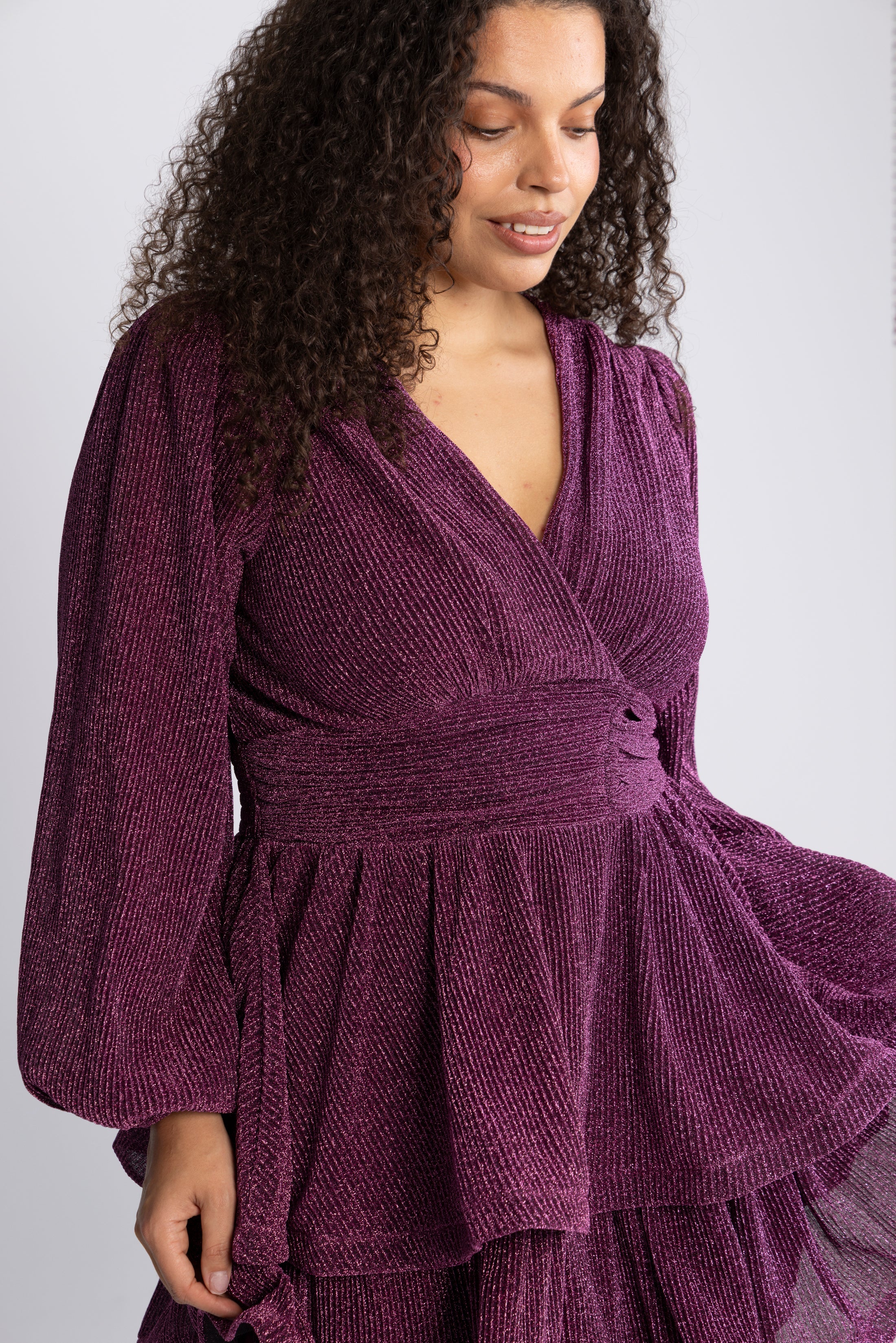 Jade Wave Sparkle Dress - Dark Pink