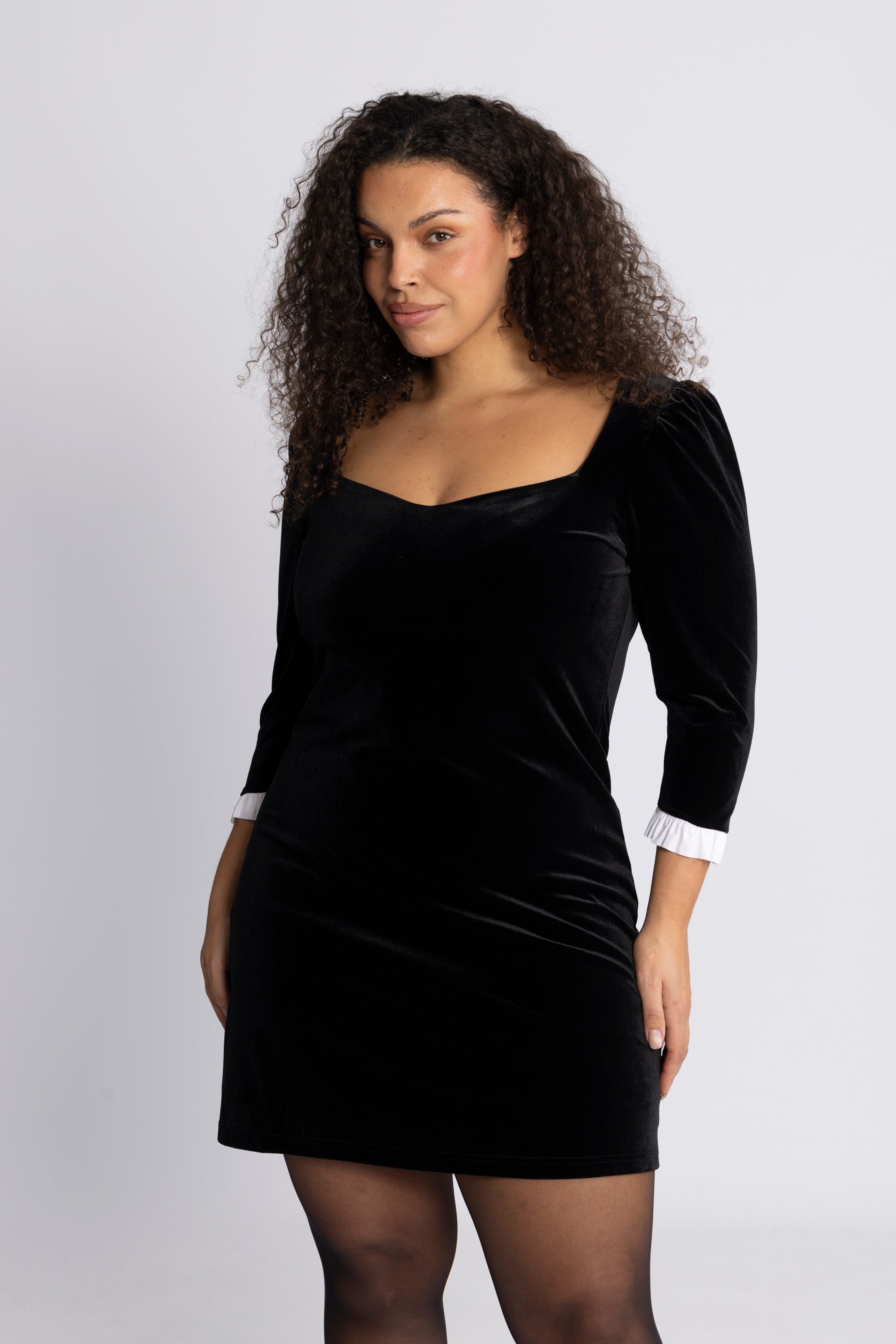 Jean Velvet Mini Dress - Black