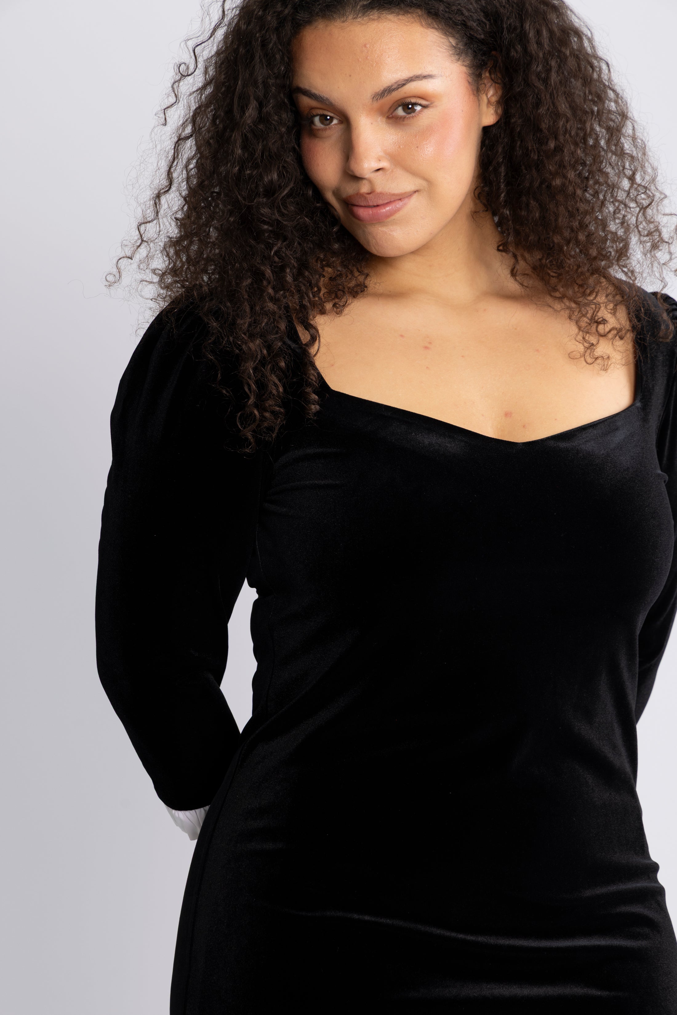 Jean Velvet Mini Dress - Black