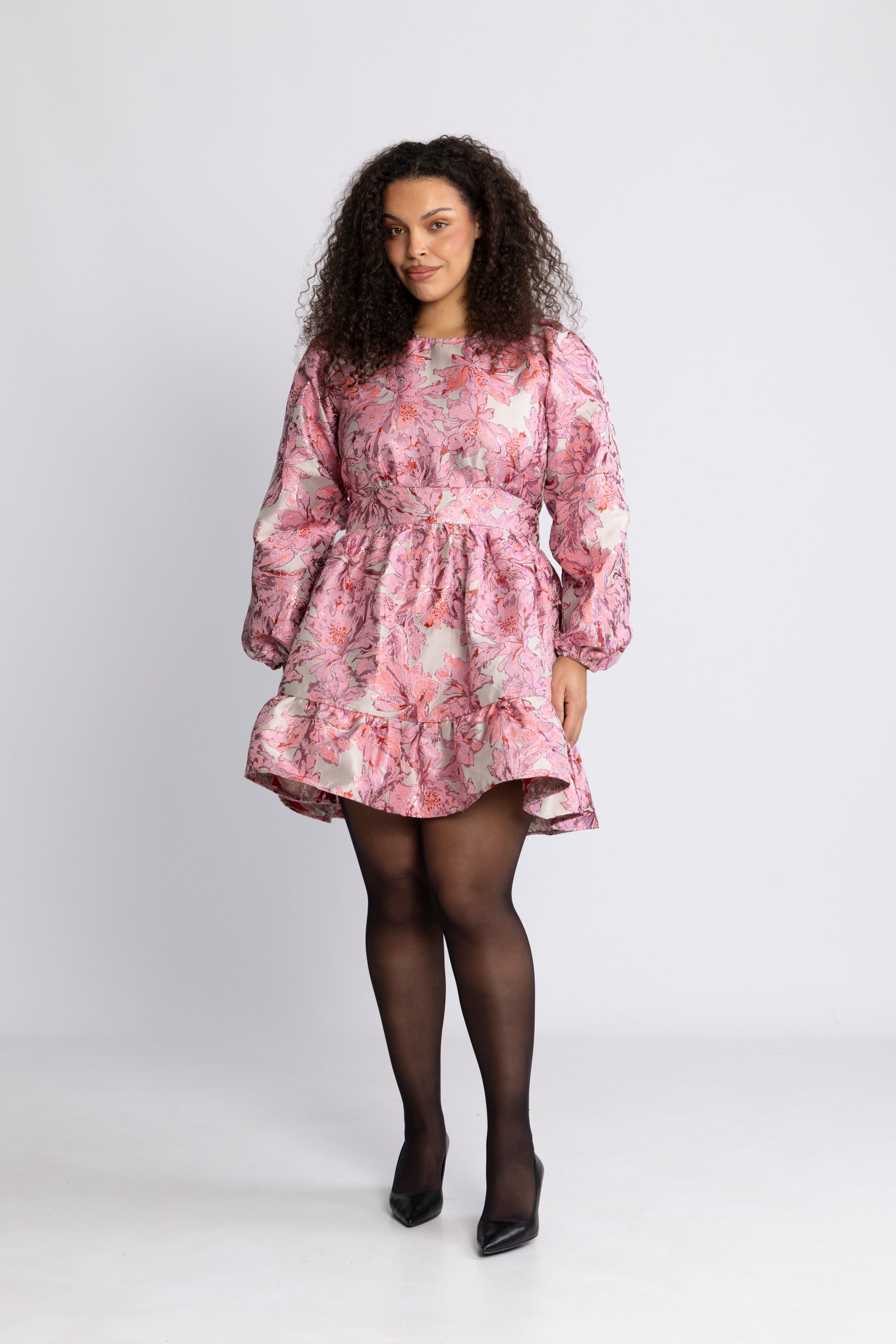 Svanhild Brocade Flower Dress - Pink
