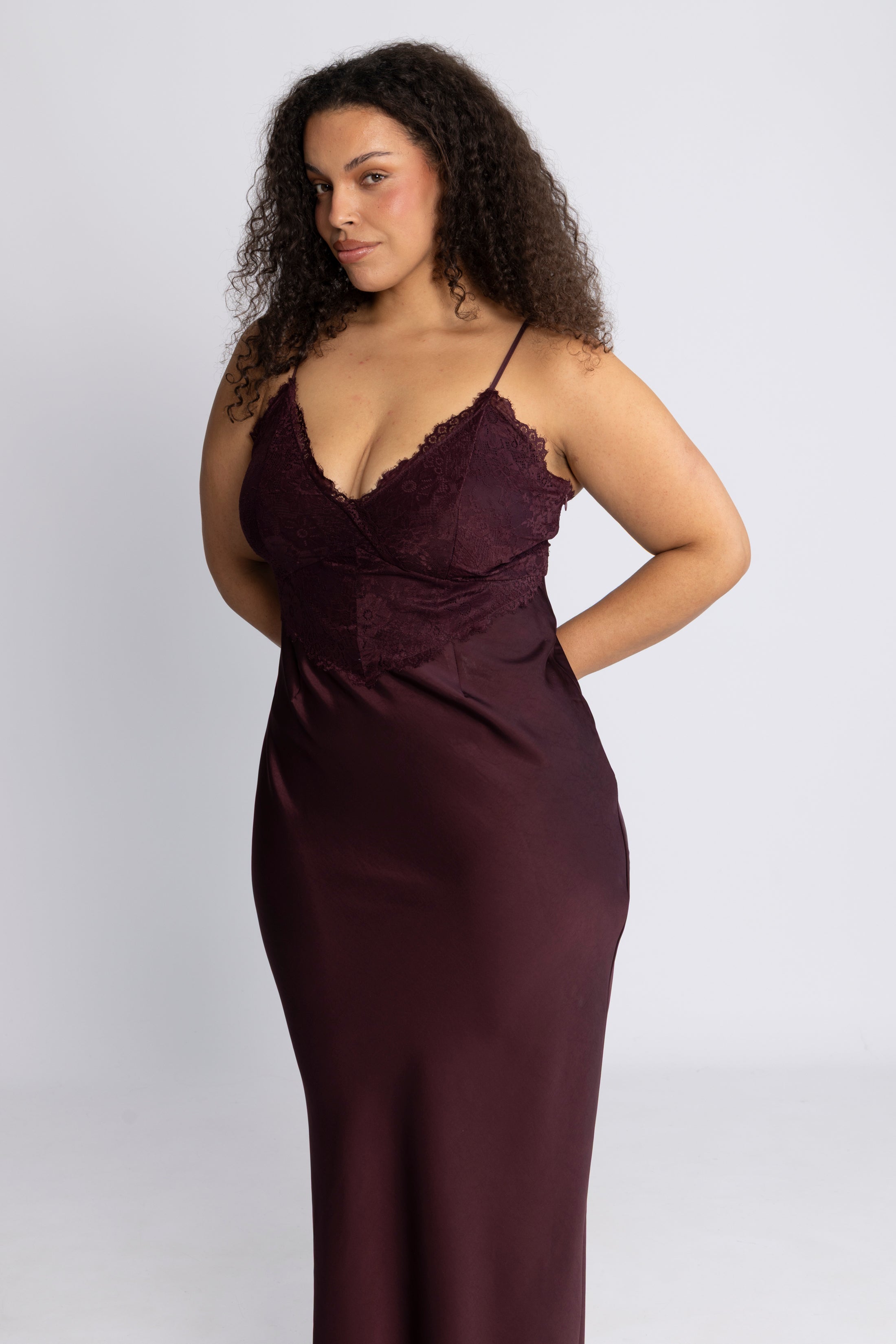 Signi Slip Satin Dress - Bordeaux