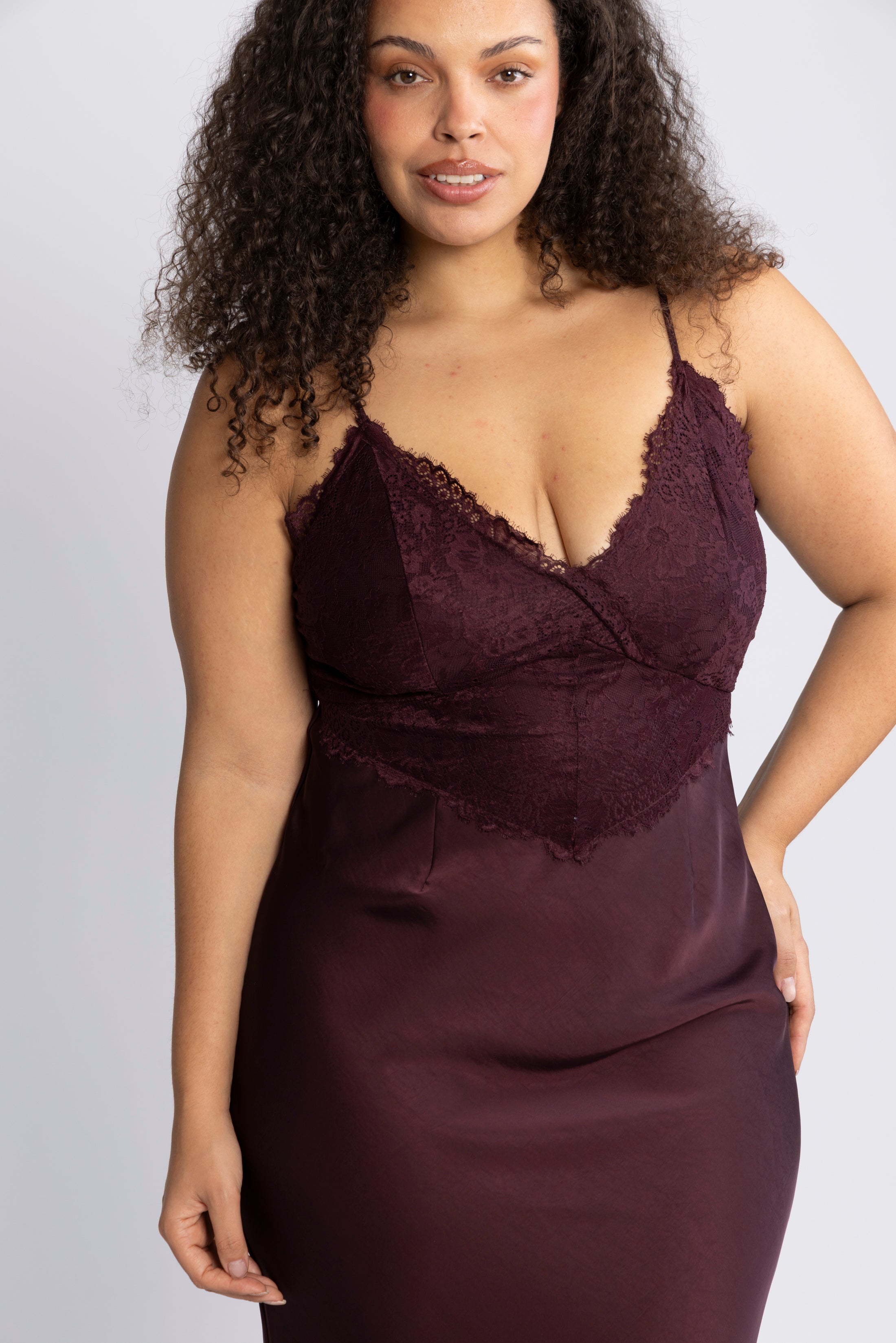 Signi Slip Satin Dress - Bordeaux