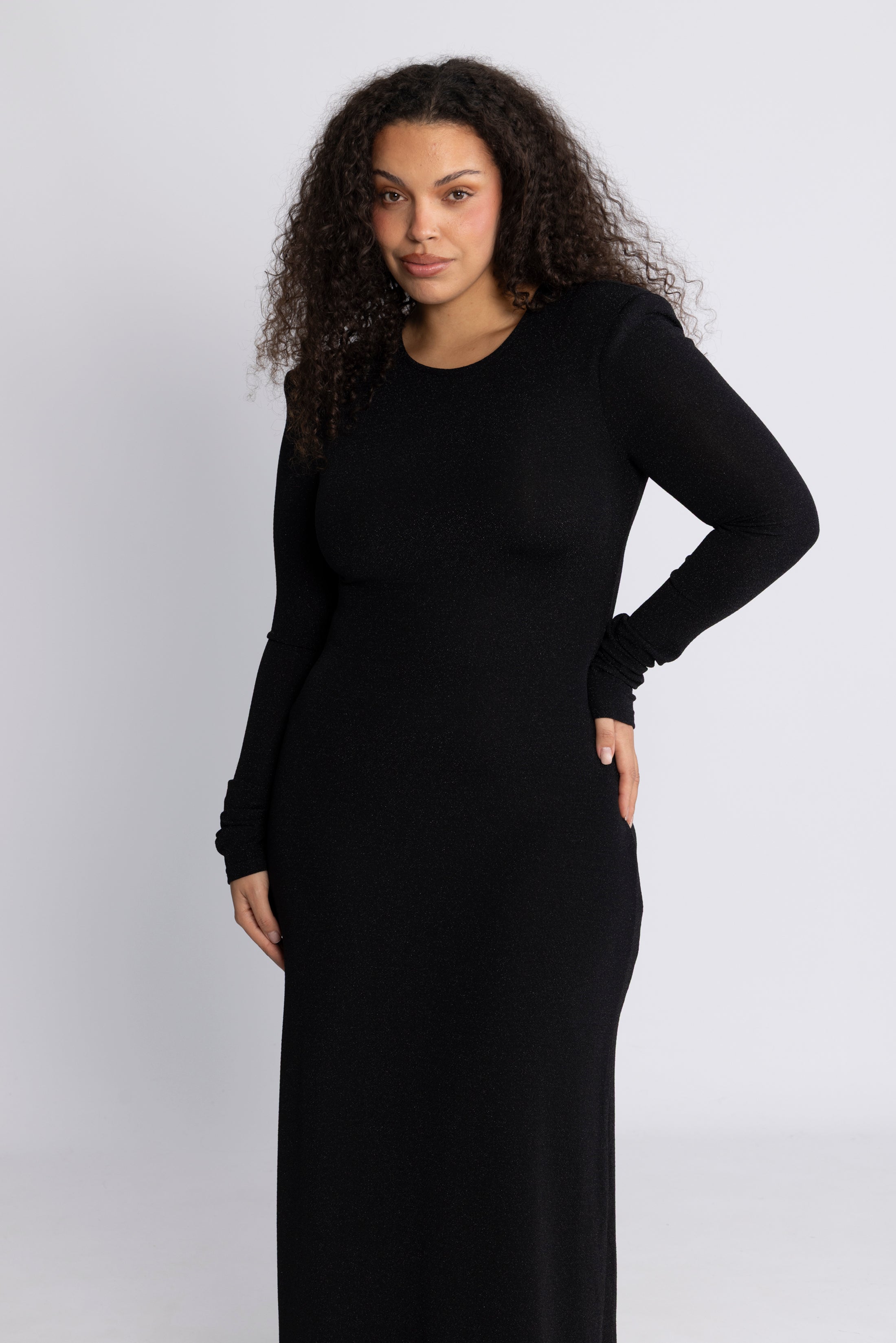 Alva Maxi Glitter Dress - Black