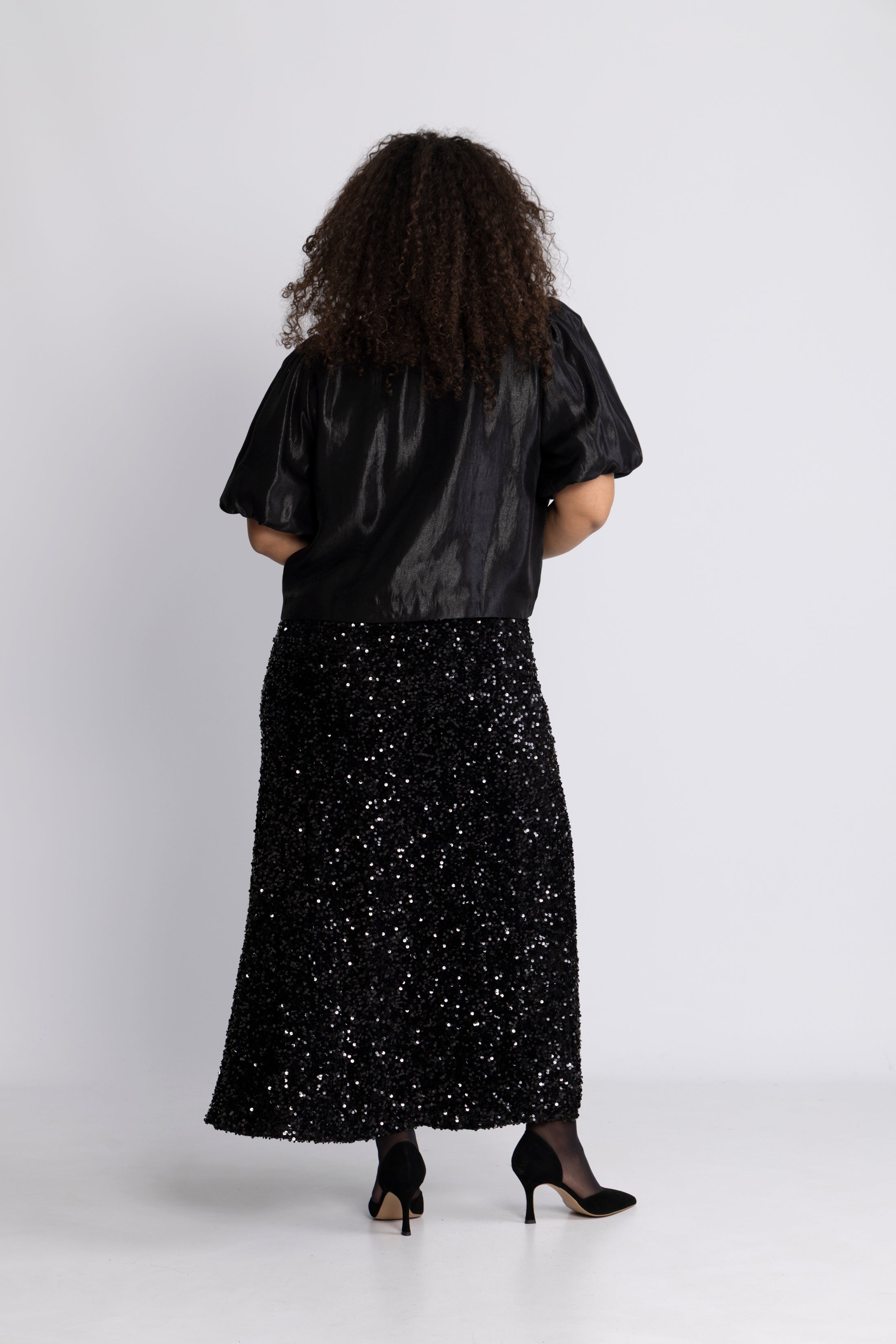 Alva Maxi Sequin Skirt - Black