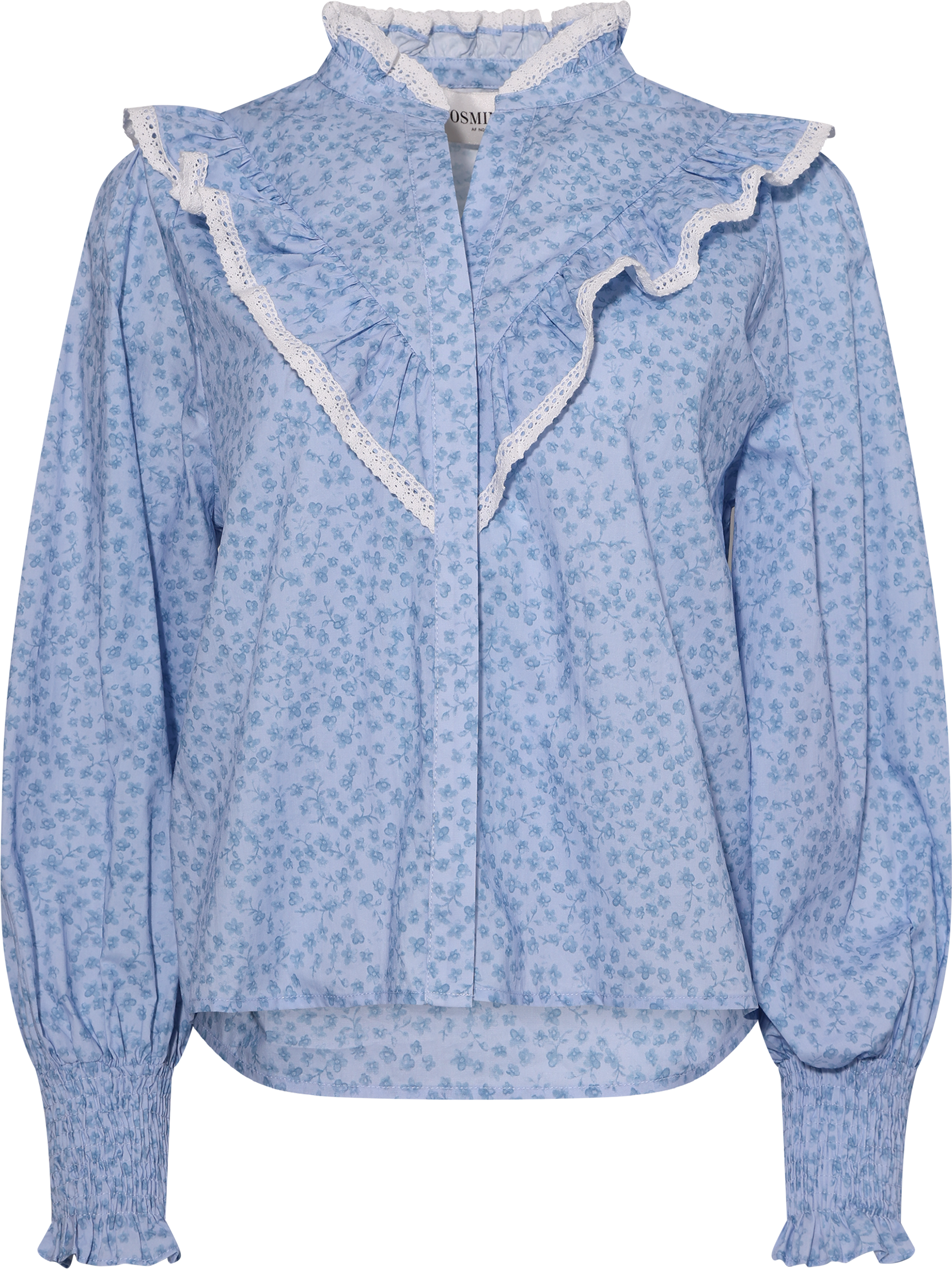 Synne Cotton Flower Blouse - Blue Flower