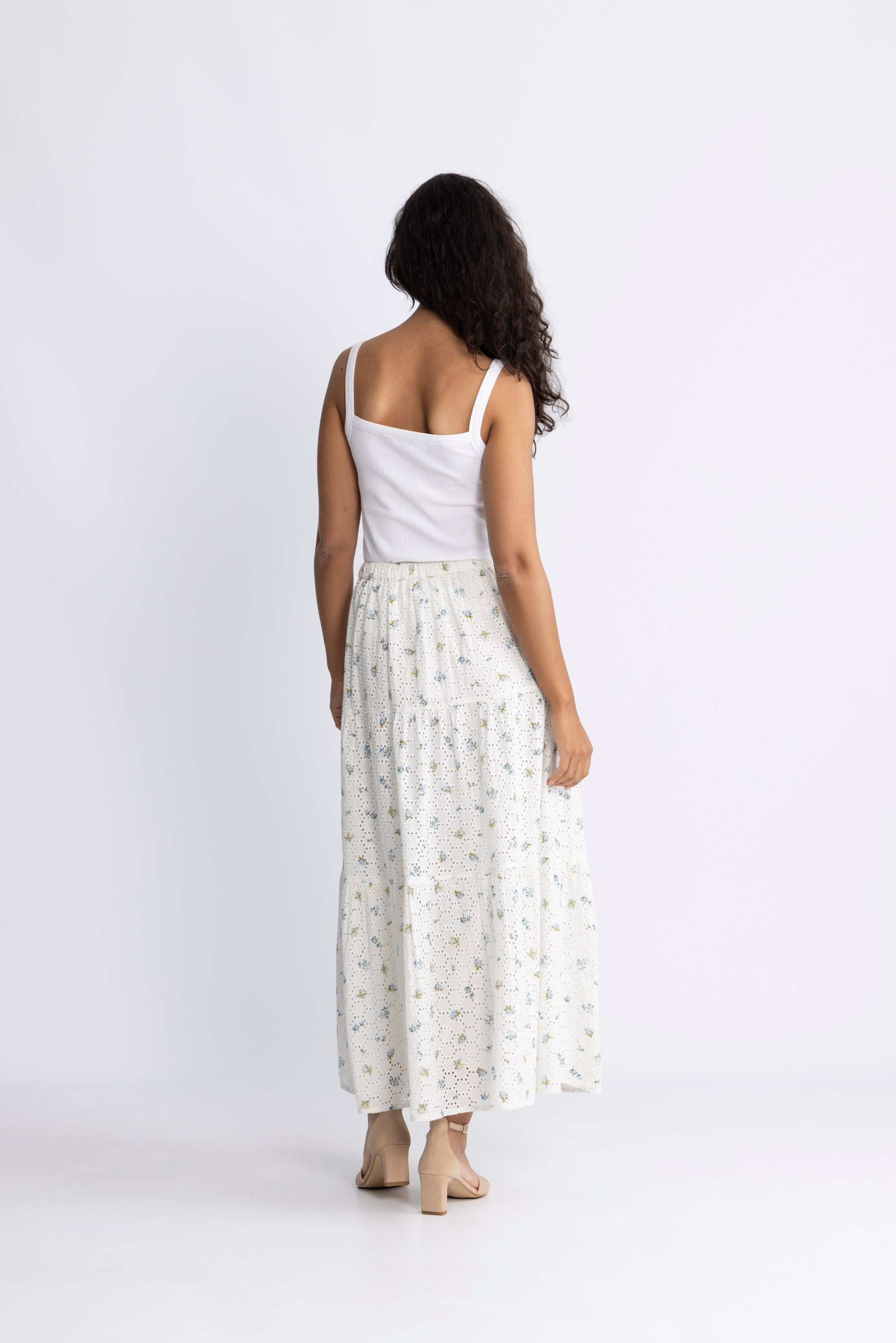 Rana Broderie Anglaise Skirt - Forglemmegei White