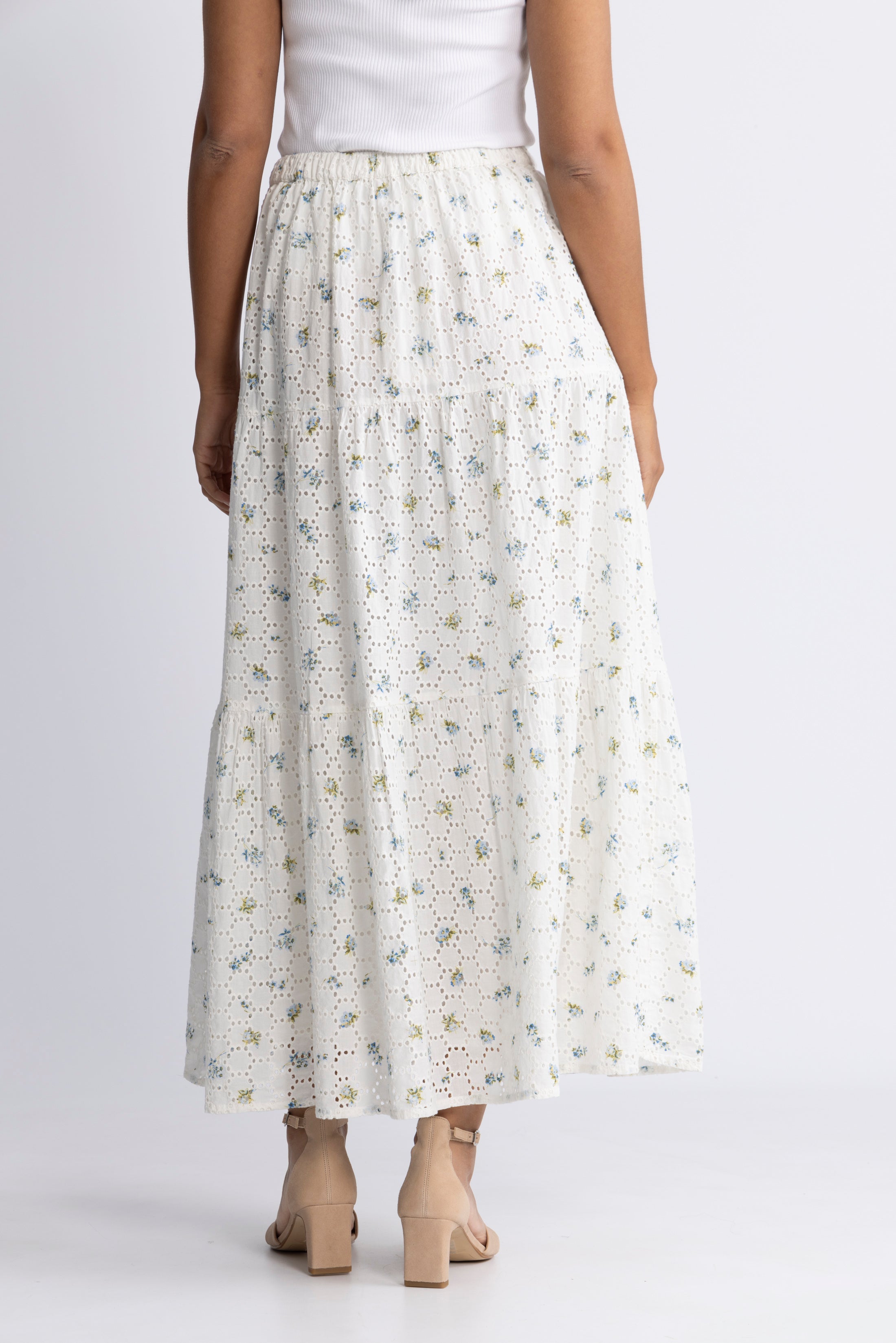Rana Broderie Anglaise Skirt - Forglemmegei White