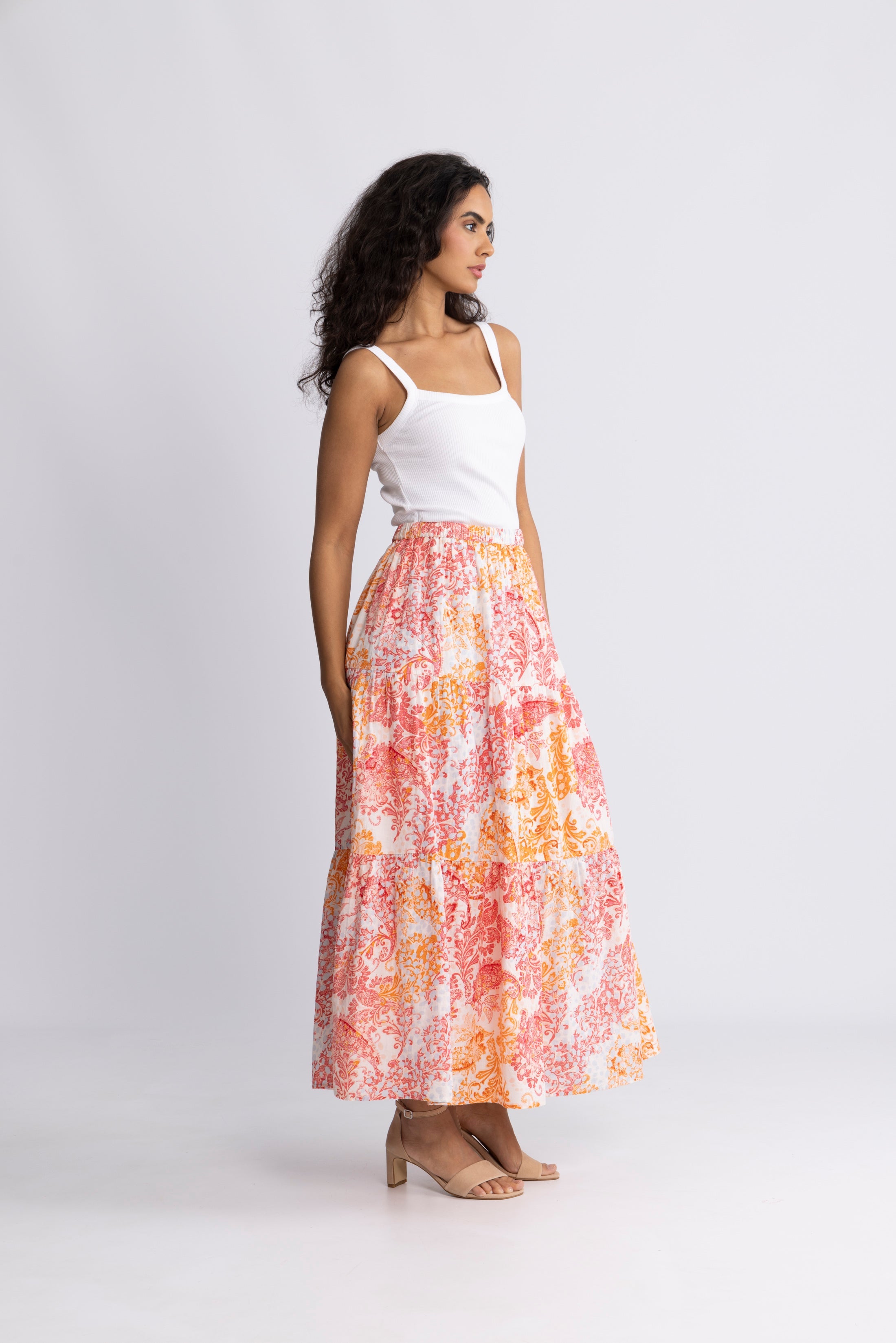Rana Linen Skirt - Coral