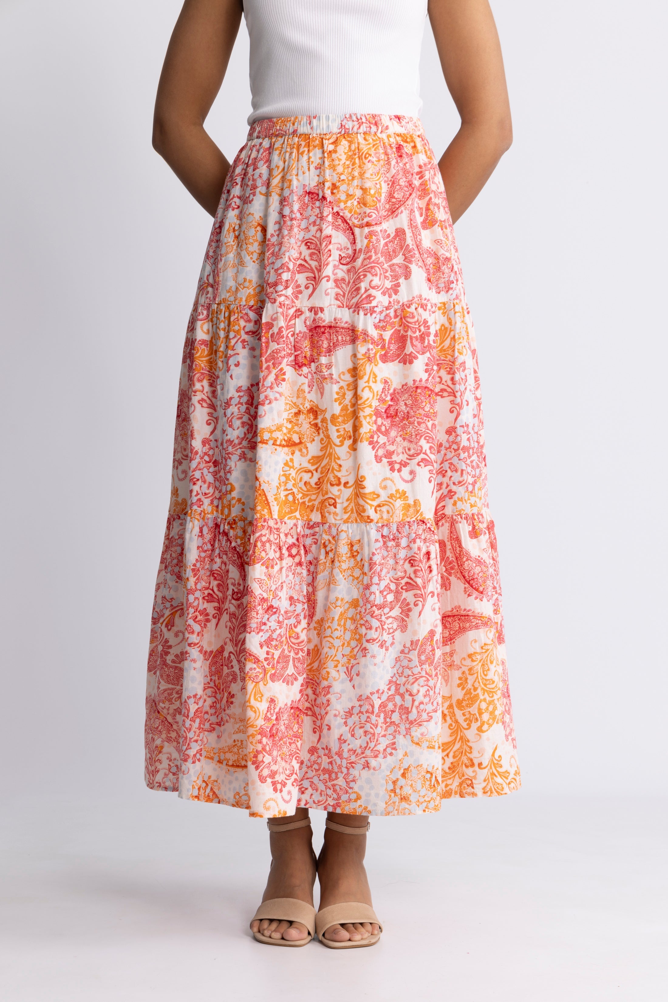 Rana Linen Skirt - Coral