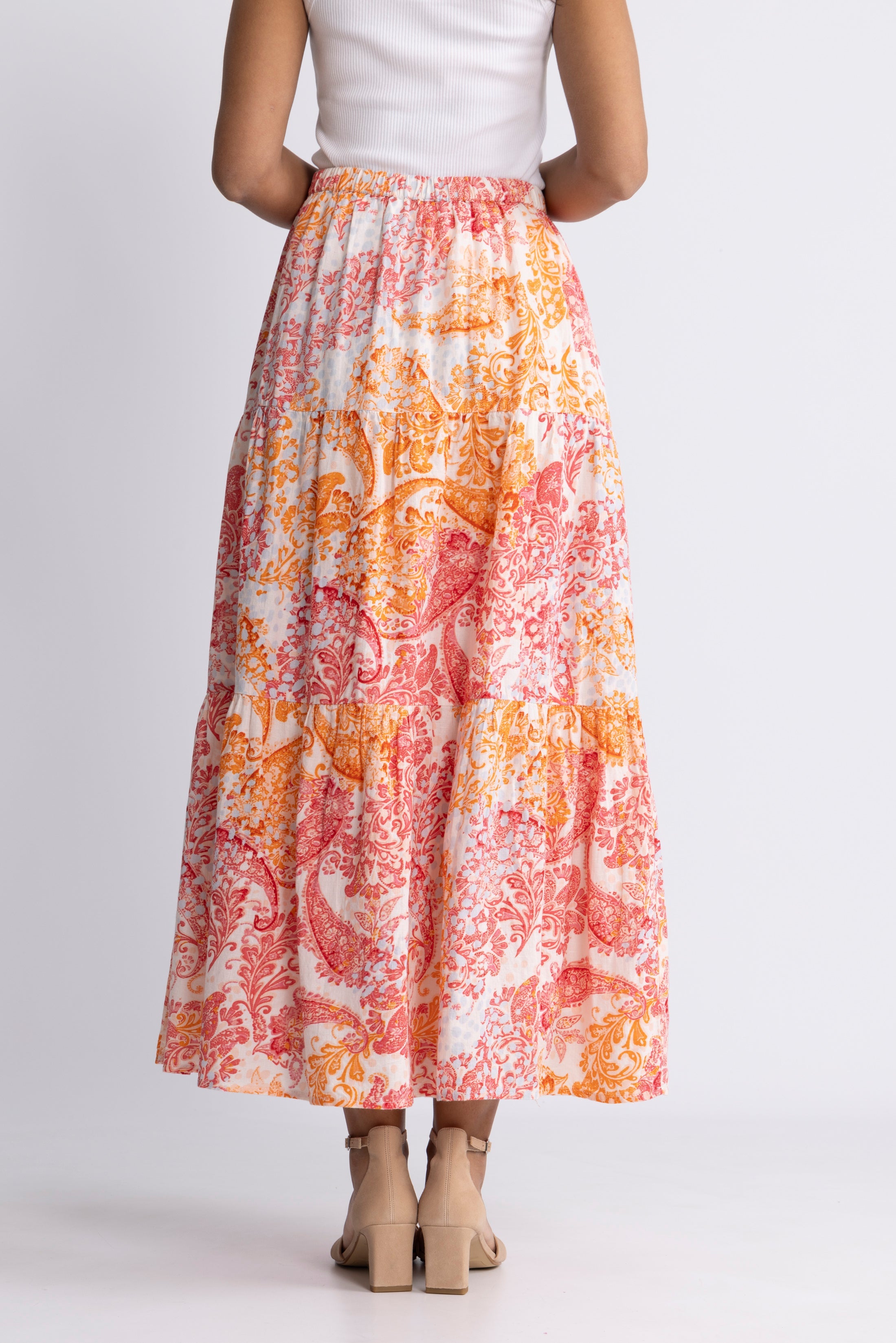 Rana Linen Skirt - Coral