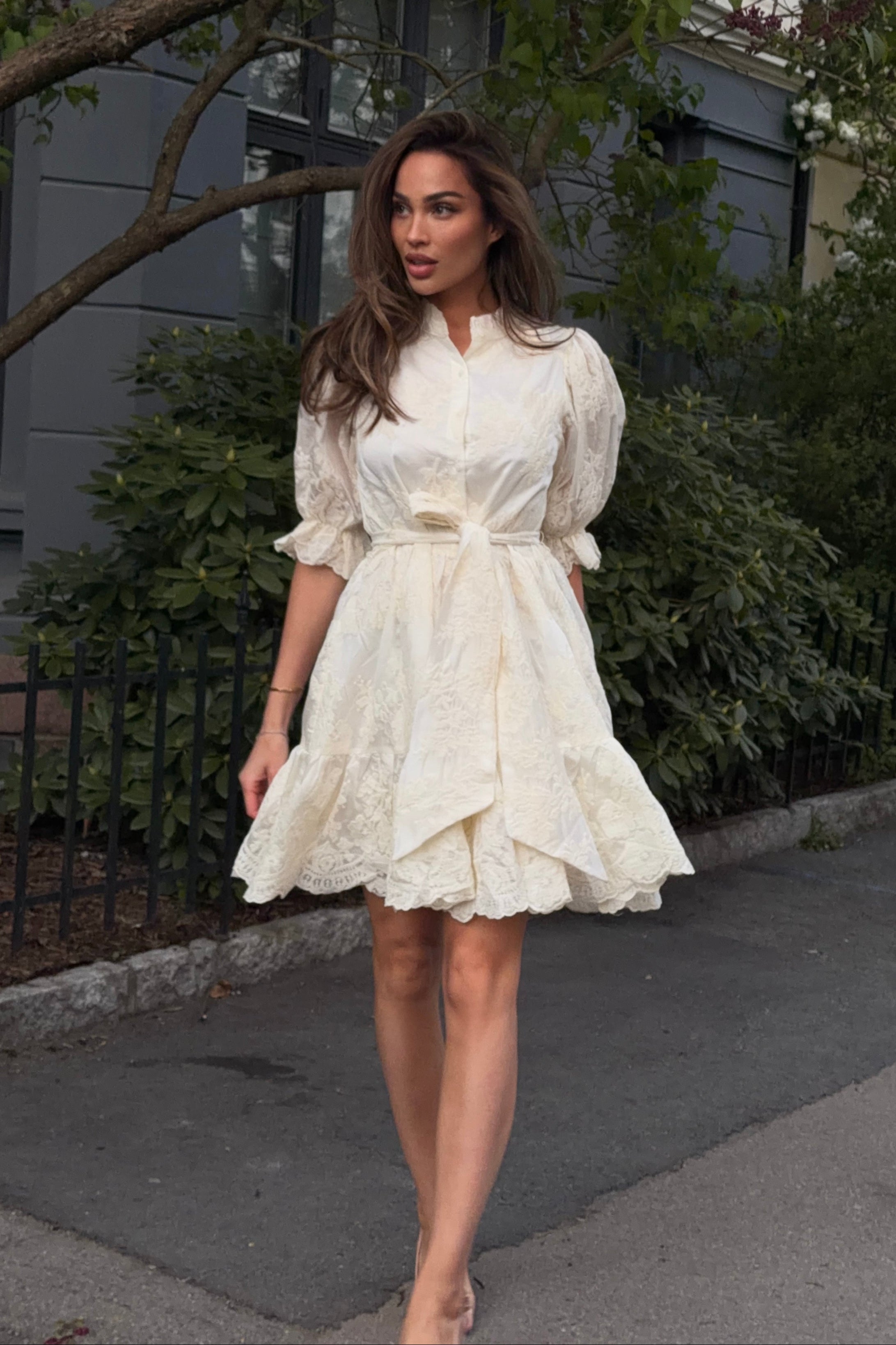 Saga Wide Lace Dress - Off White