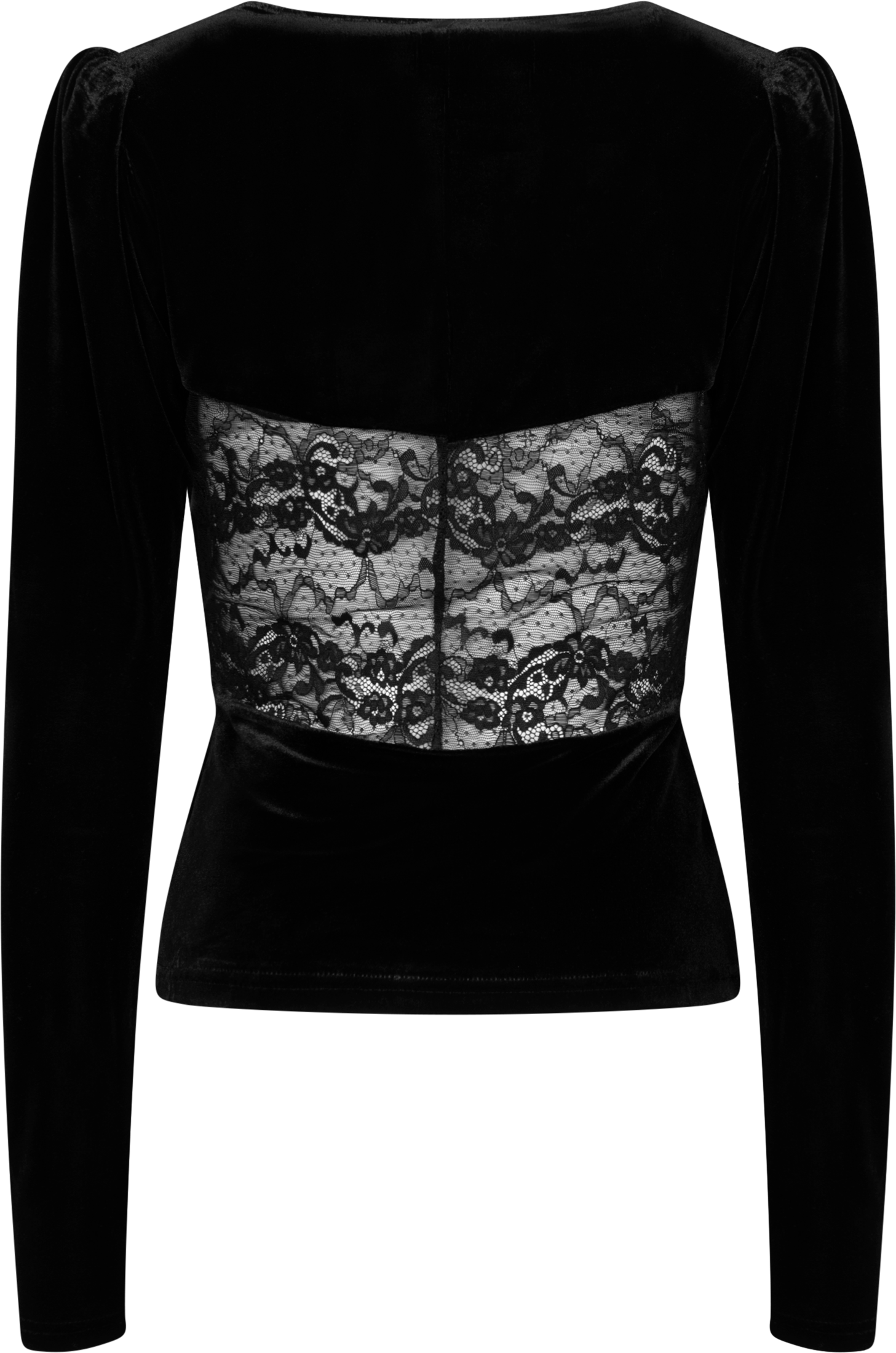 Viola Lace Velour Top - Black