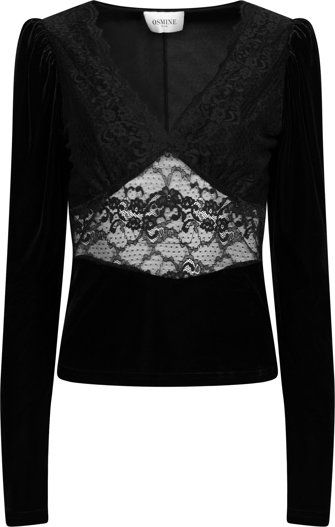 Viola Lace Velour Top - Black