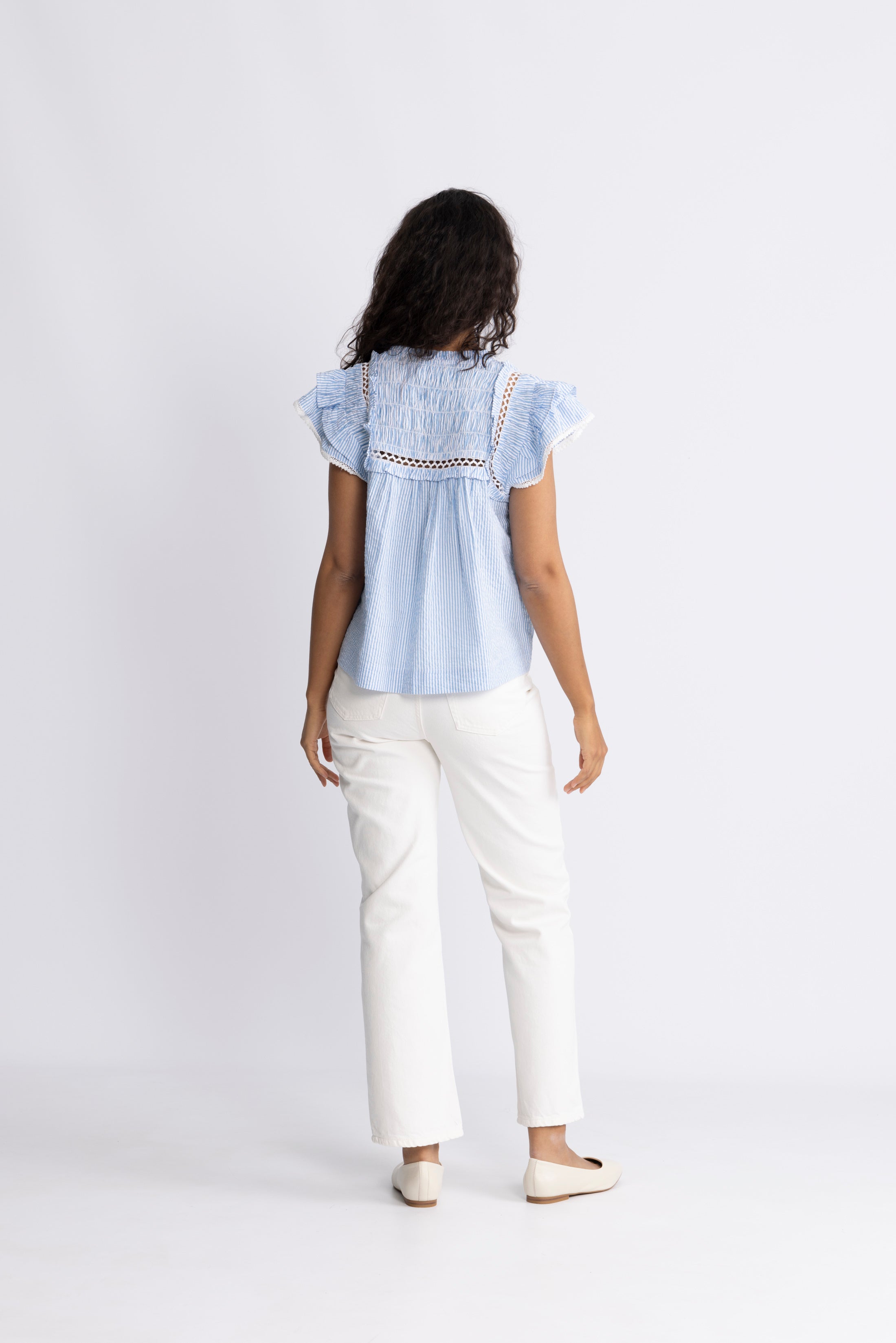 Vår Pinstripe Top - Blue Stripe