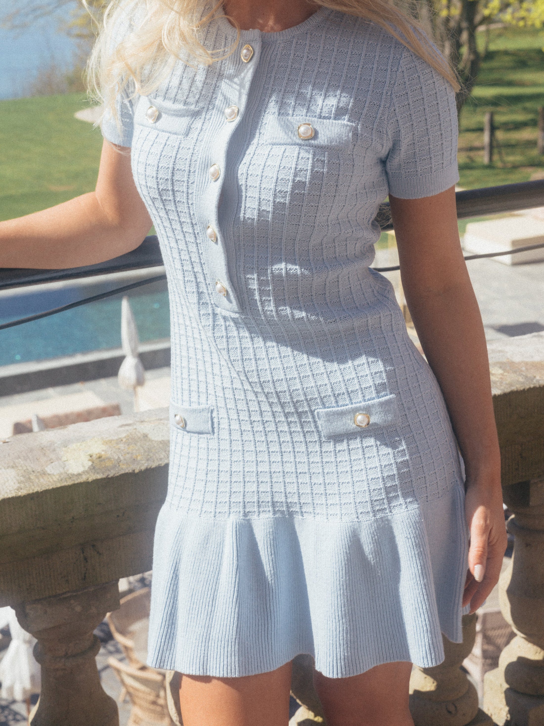 Gerdalil Cotton Knit Dress - Light Blue