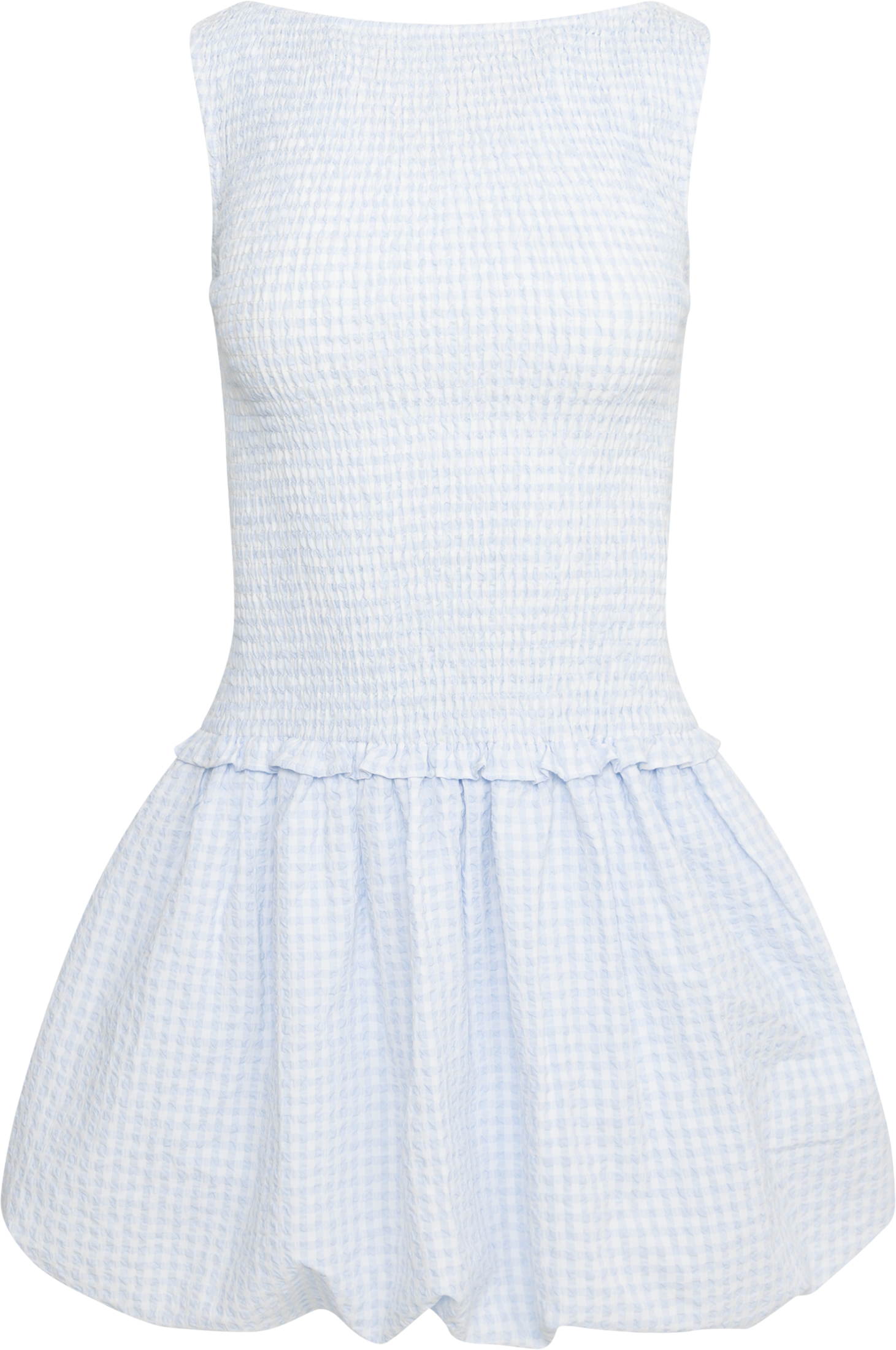 Tora Gingham Mini Dress - Light Blue
