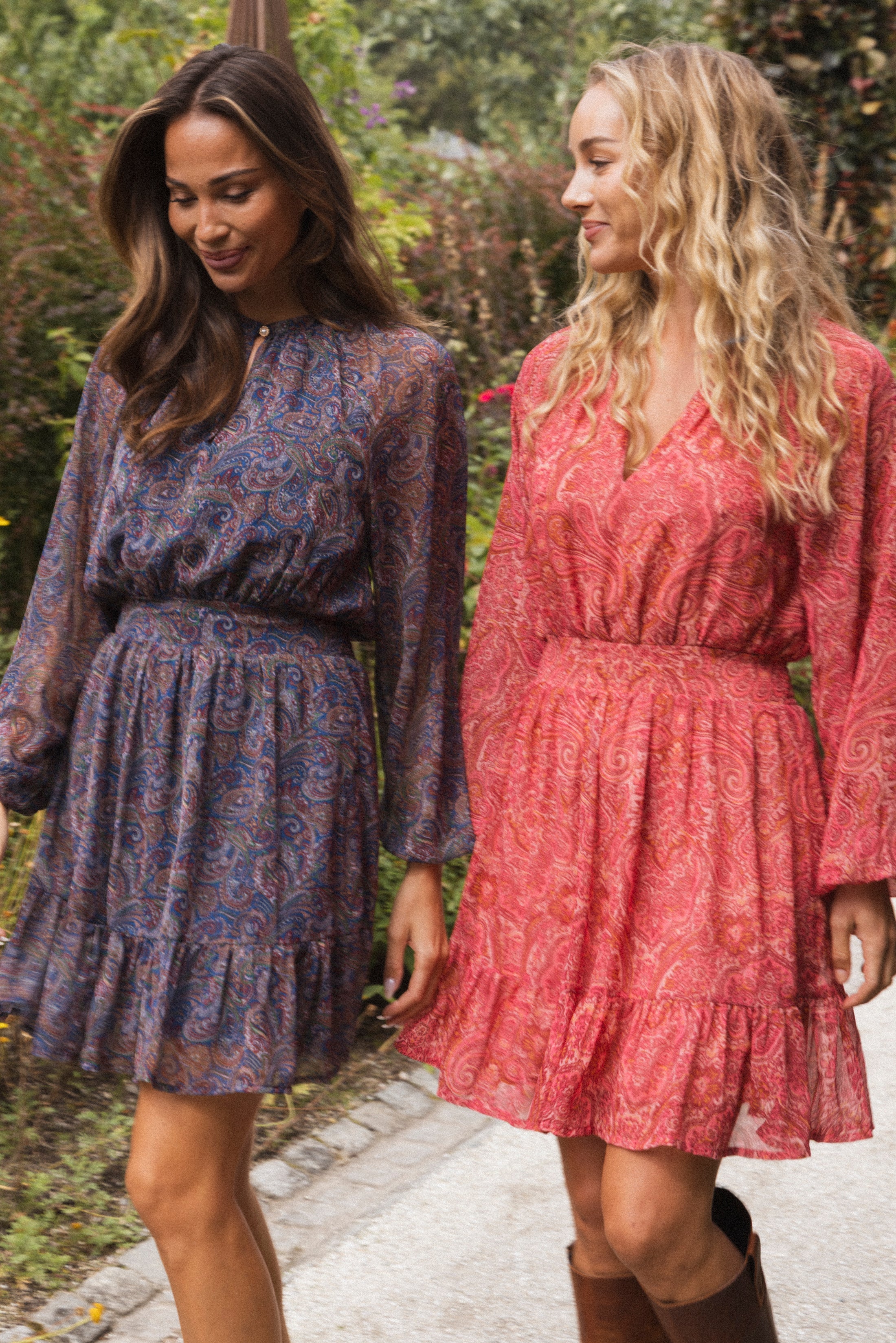 Raina Chiffon Dress - Blue Paisley