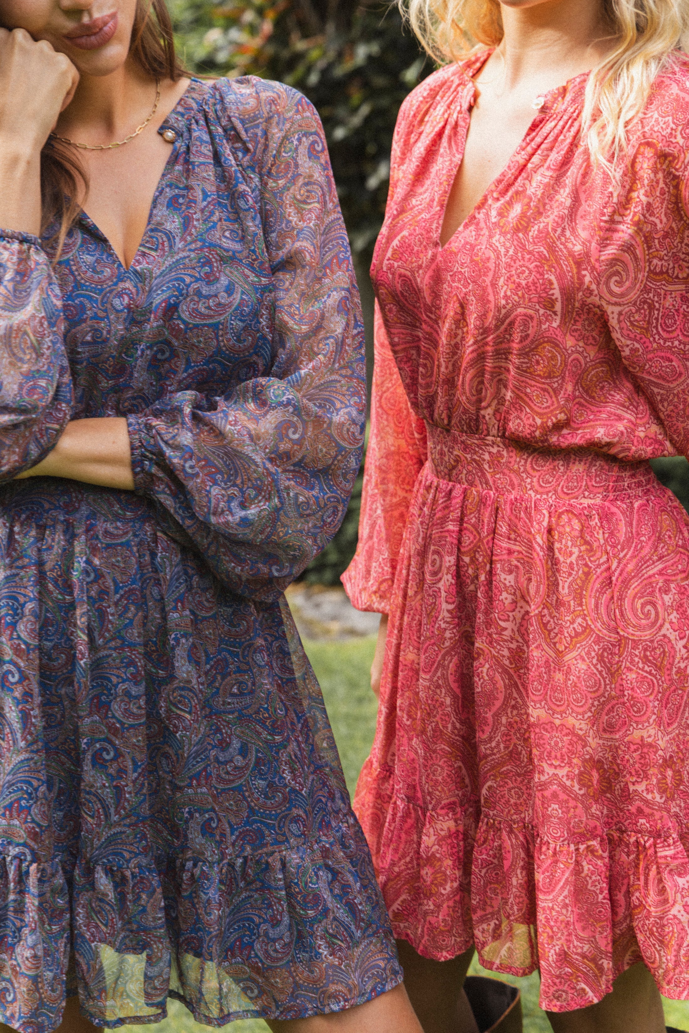 Raina Chiffon Dress - Blue Paisley