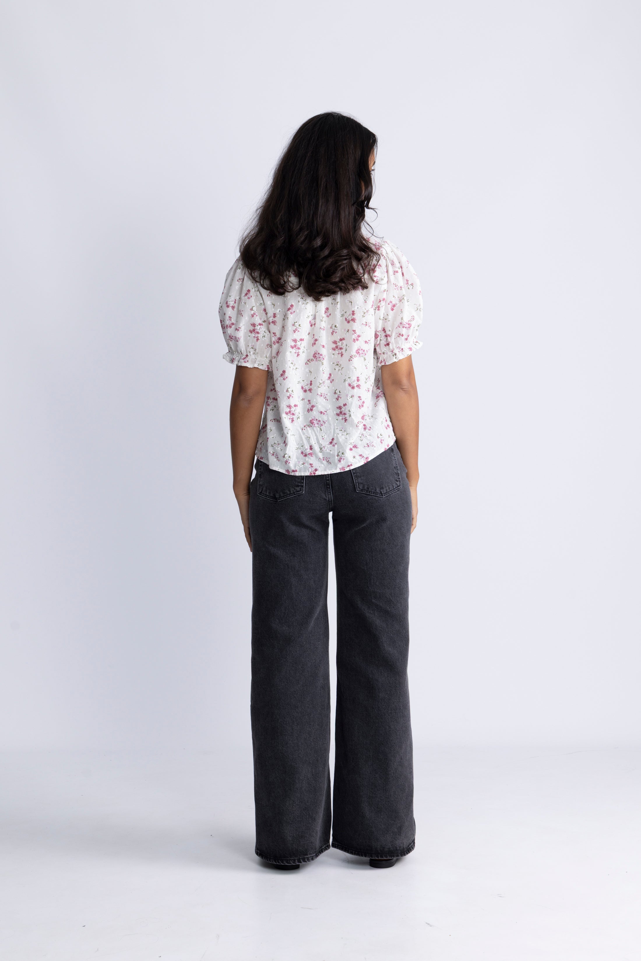 Signy S Flower Dobby Blouse - Pink Dobby