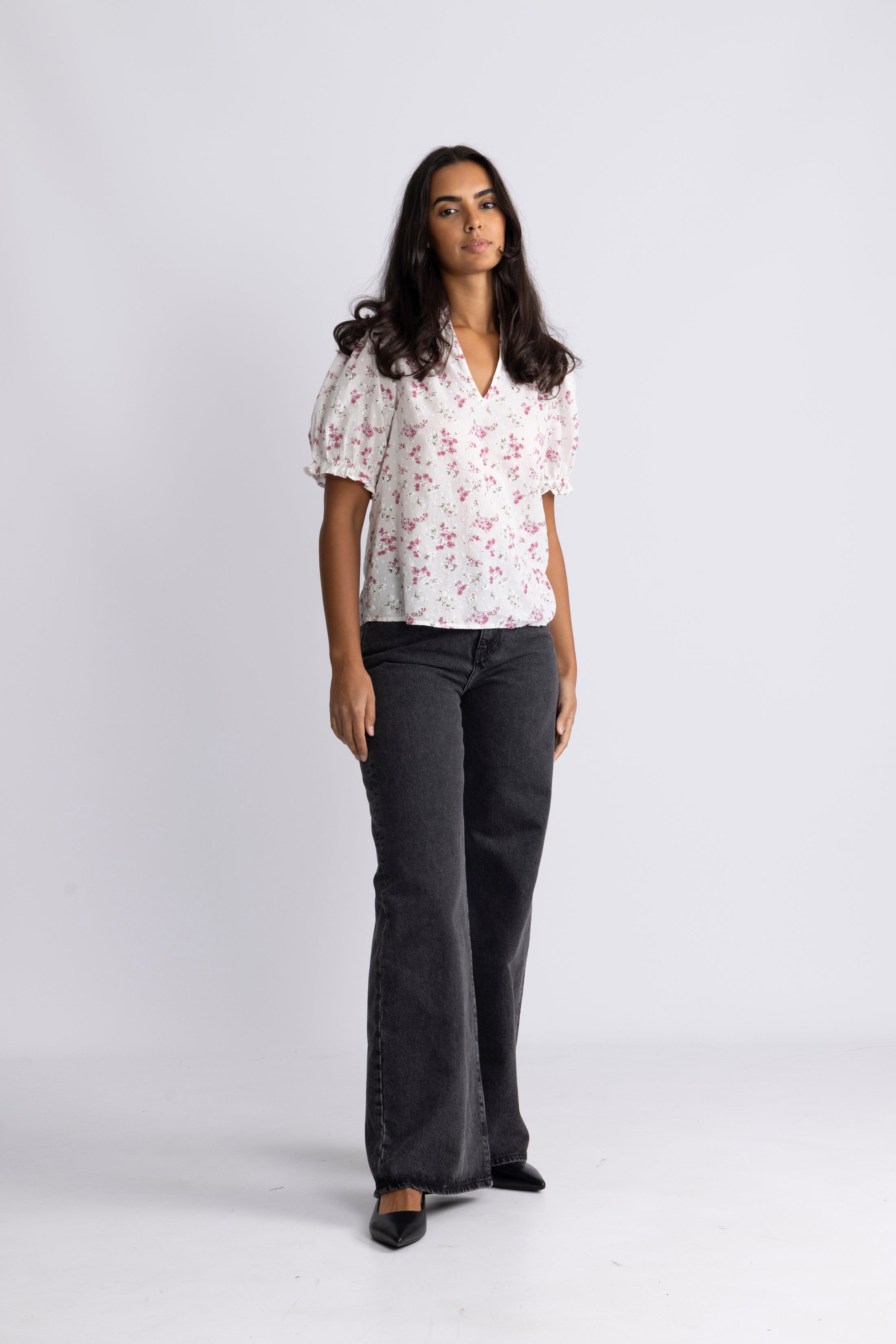 Signy S Flower Dobby Blouse - Pink Dobby