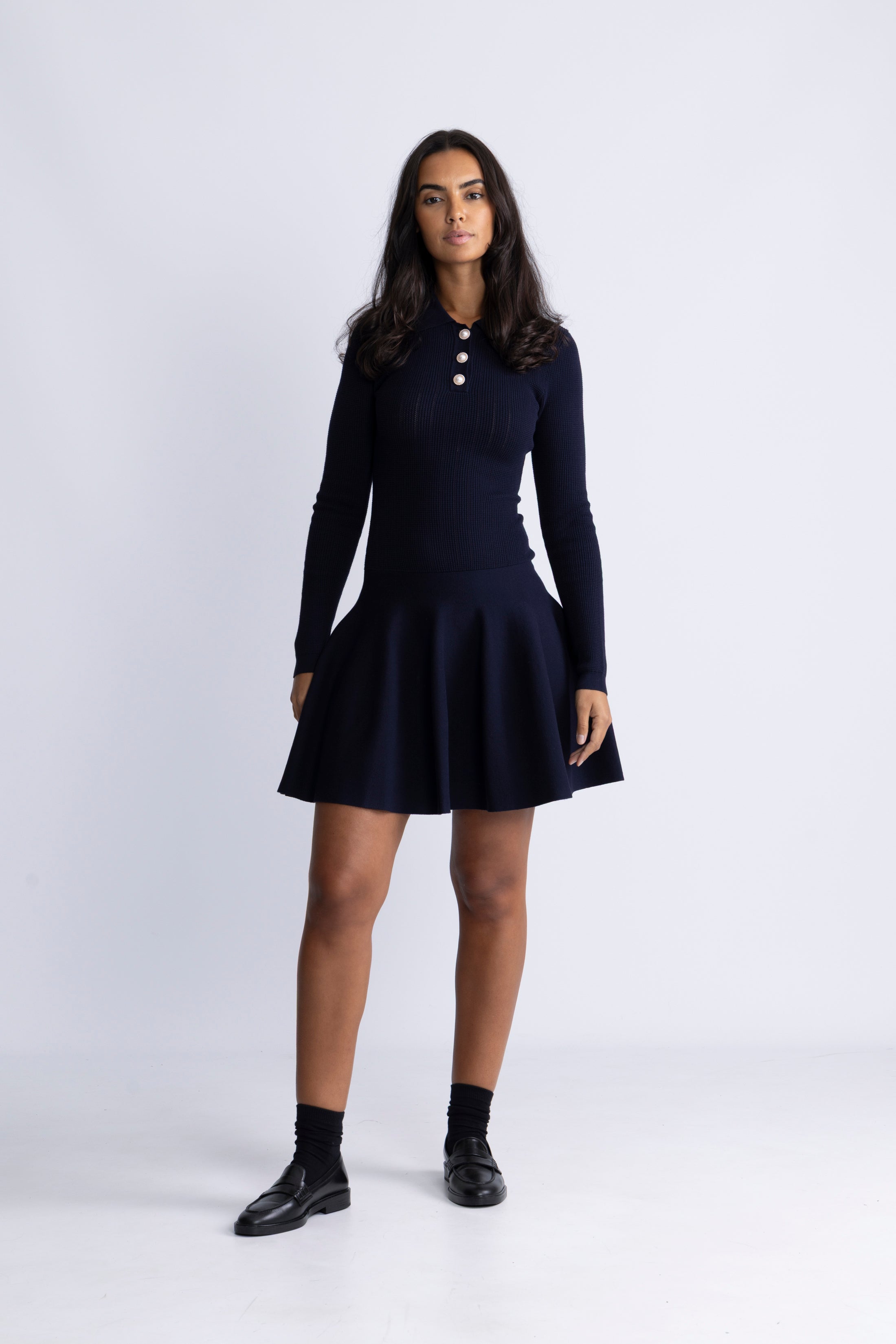 Aslaug Knit Mini Dress - Navy