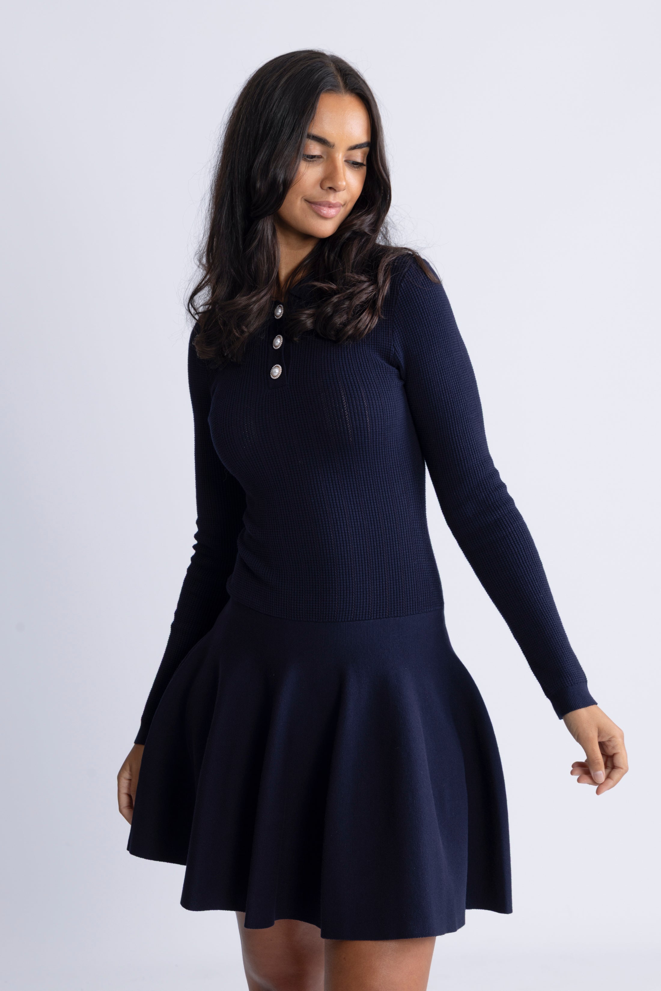 Aslaug Knit Mini Dress - Navy