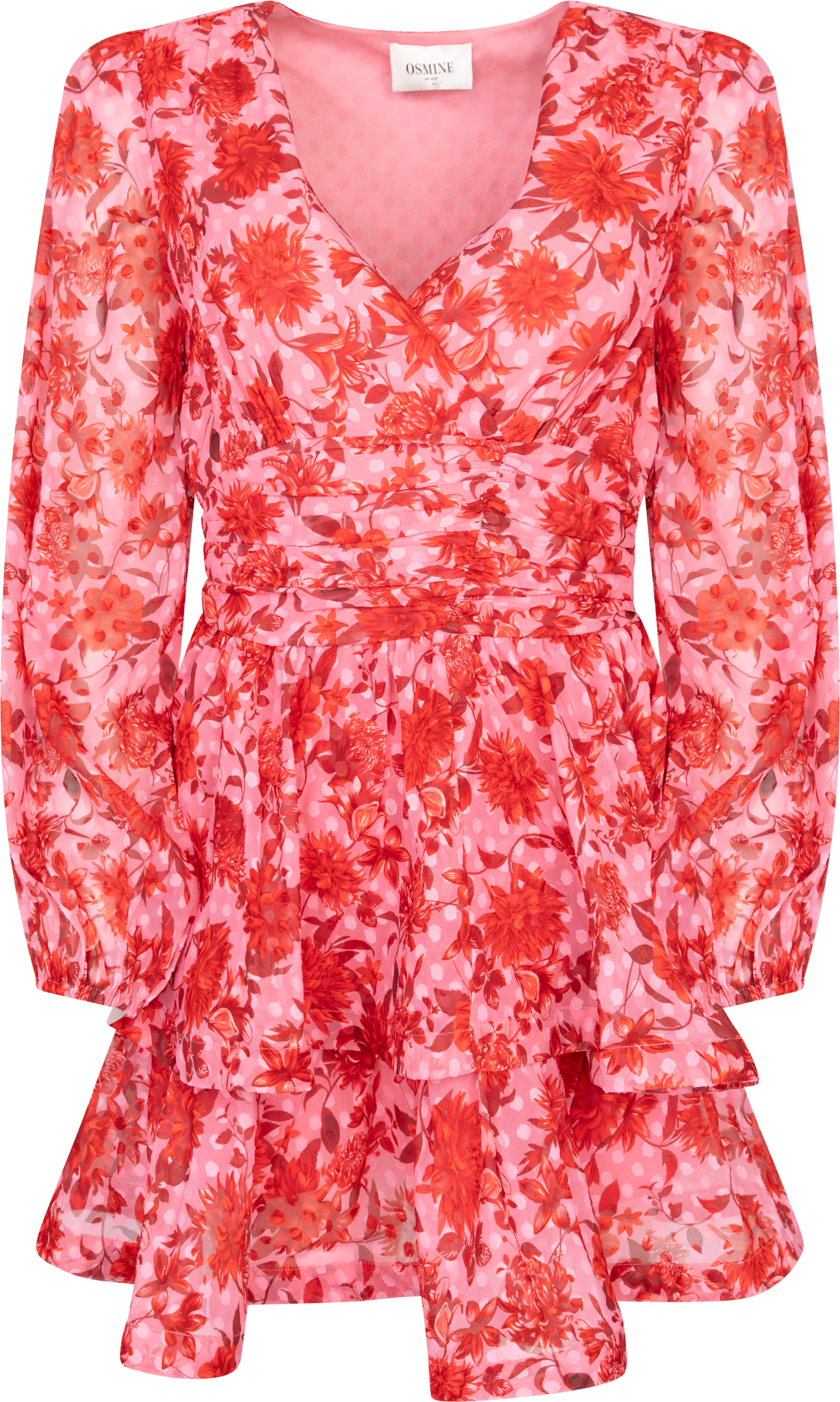 Jade Wave Flower Dot Dress - Flower Red