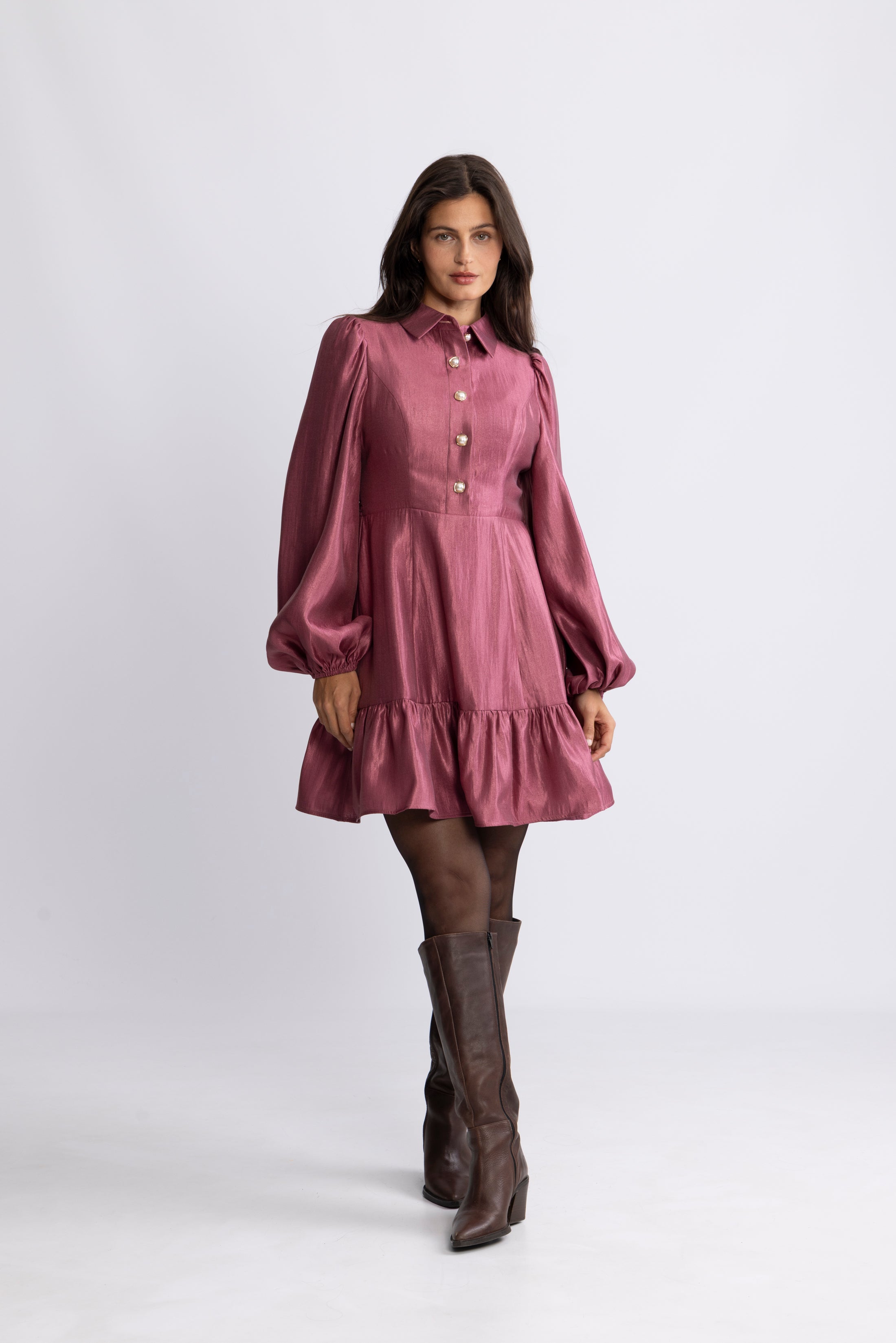 Mandy Organza Mini Dress - Pink Rose