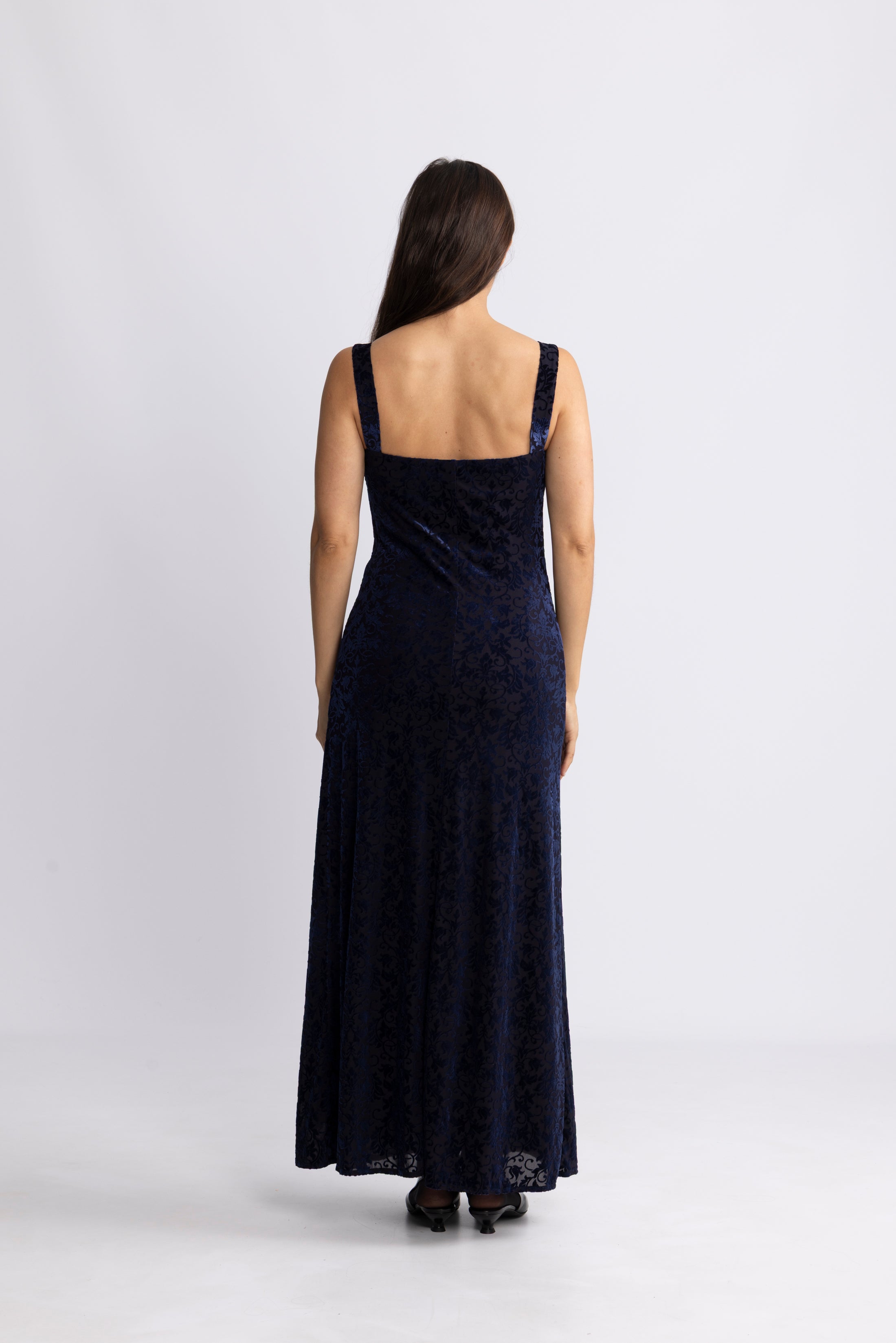 Villgun Velvet Leaf Dress - Navy
