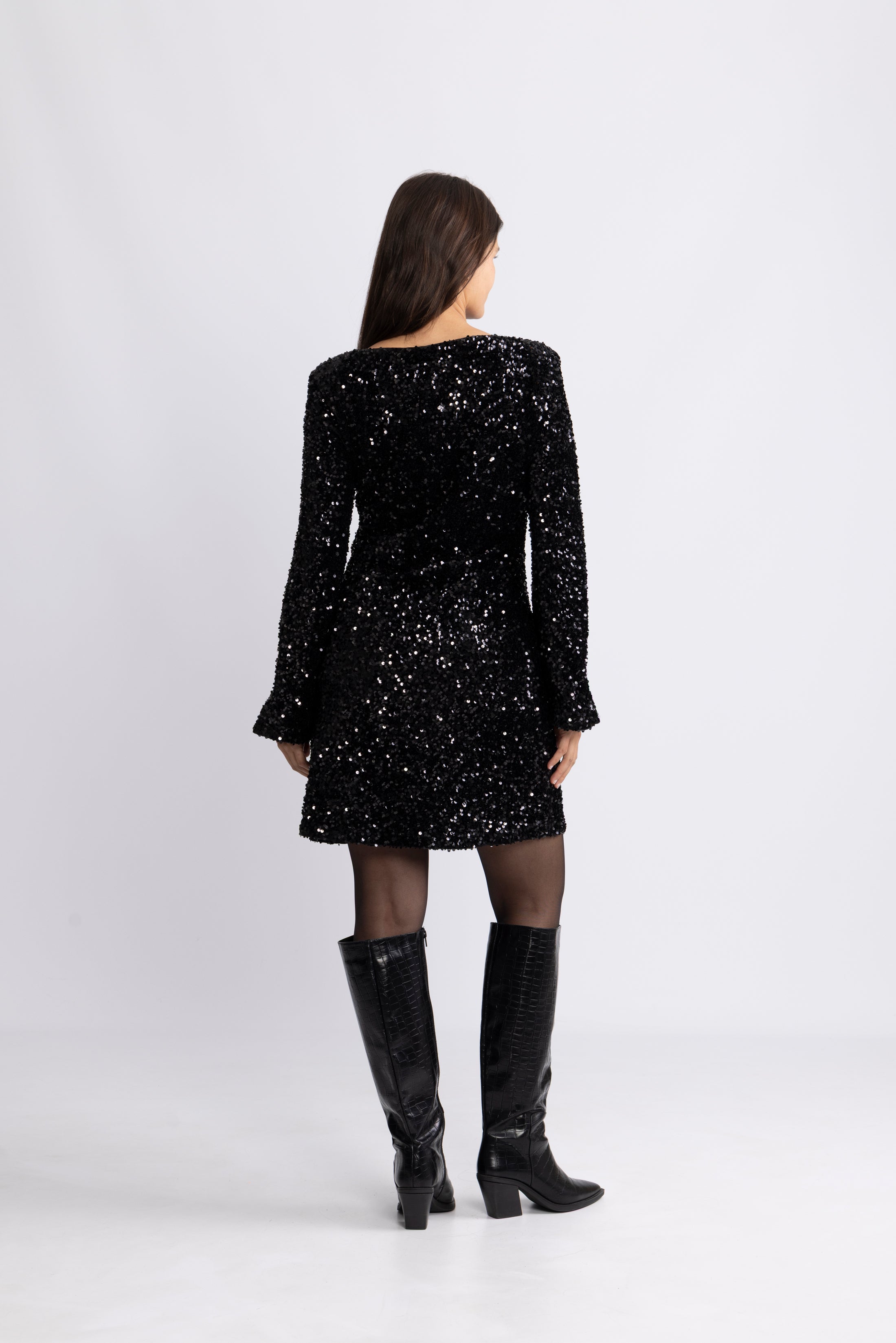 Sally Sequins Mini Dress - Black