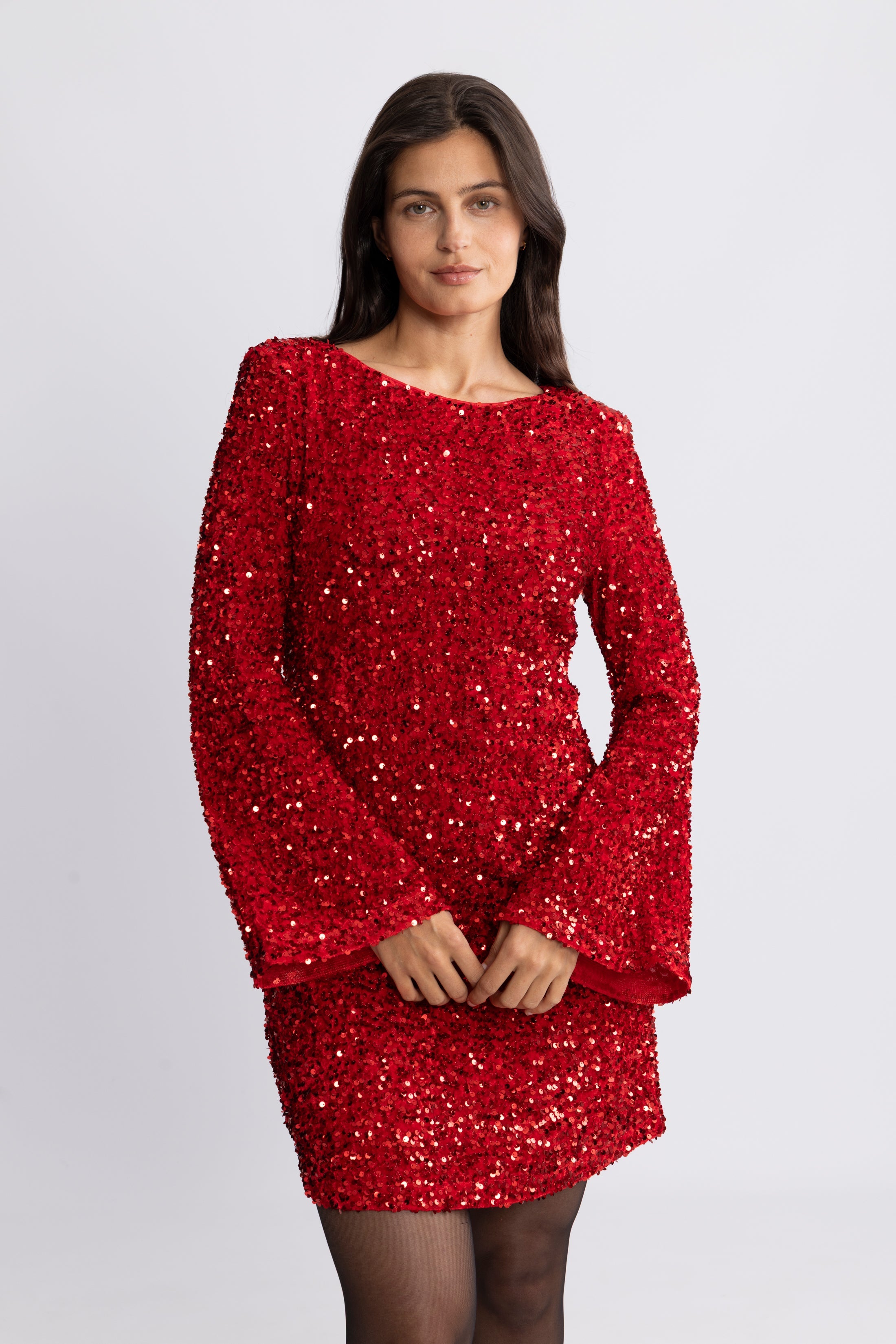 Sally Sequins Mini Dress - Red
