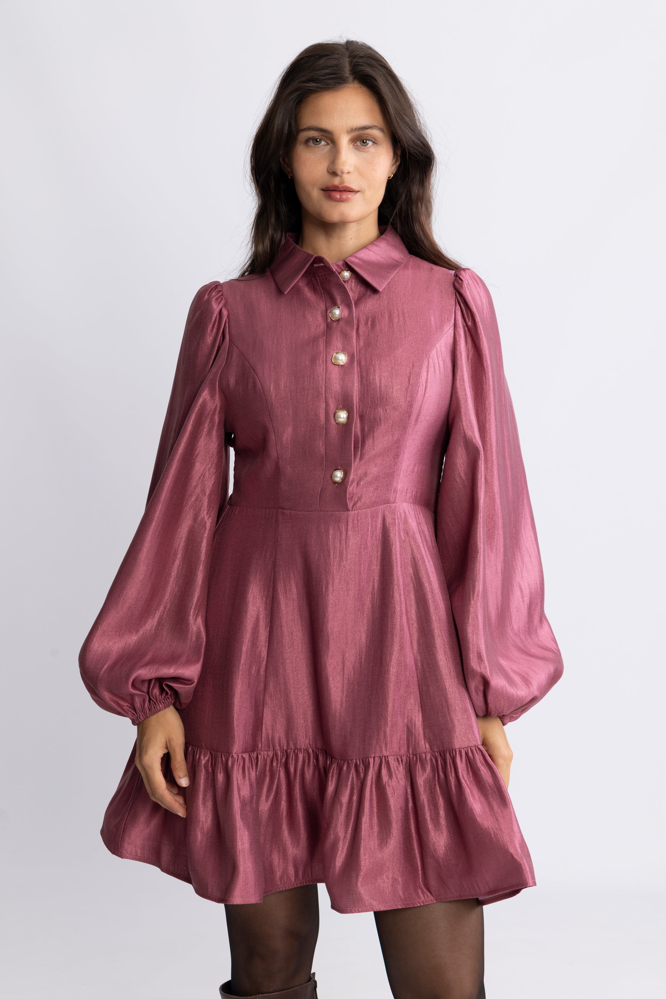 Mandy Organza Mini Dress - Pink Rose