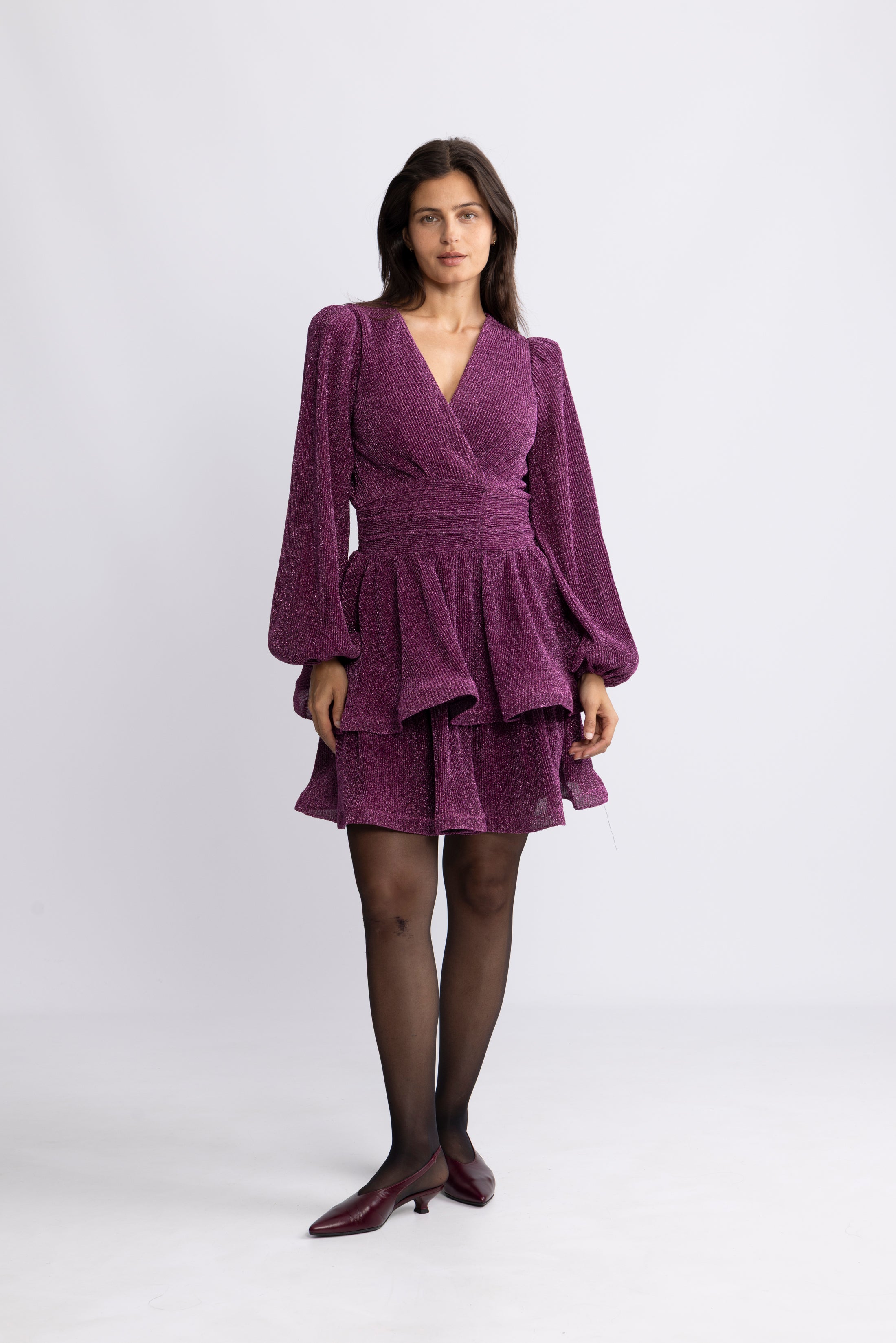 Jade Wave Sparkle Dress - Dark Pink