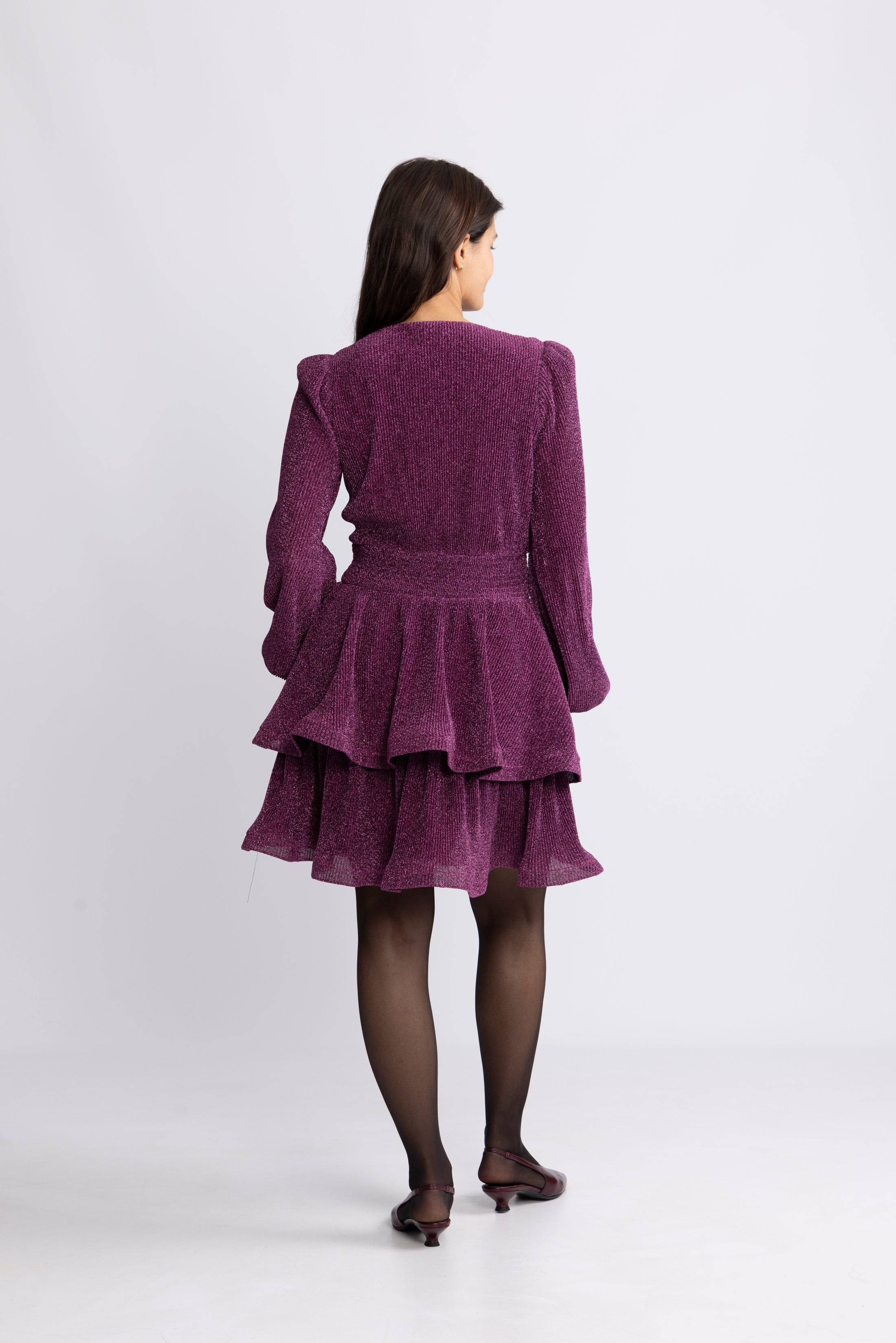 Jade Wave Sparkle Dress - Dark Pink