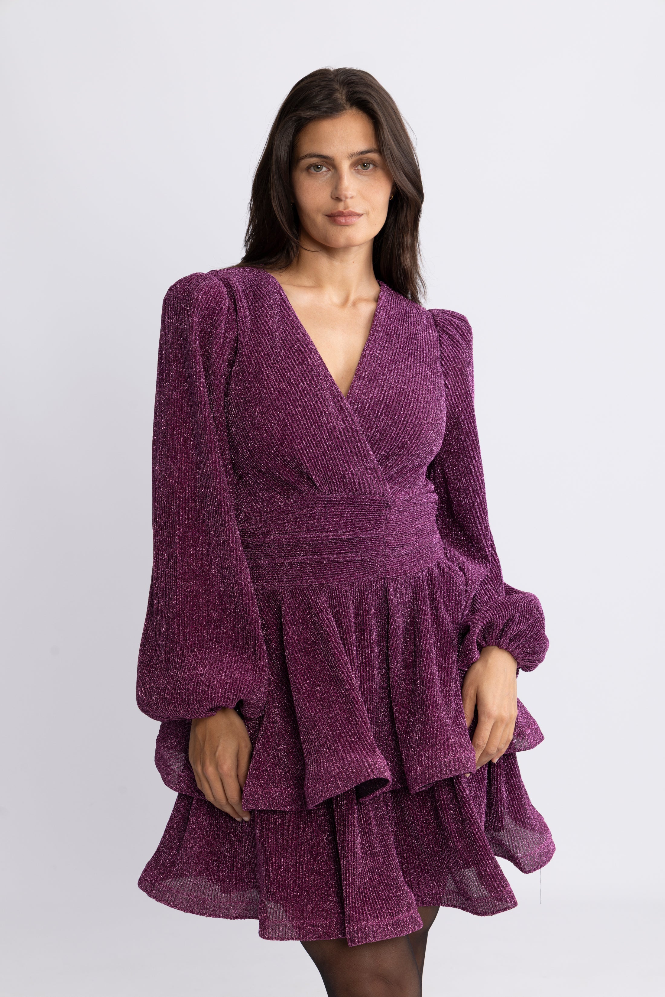 Jade Wave Sparkle Dress - Dark Pink