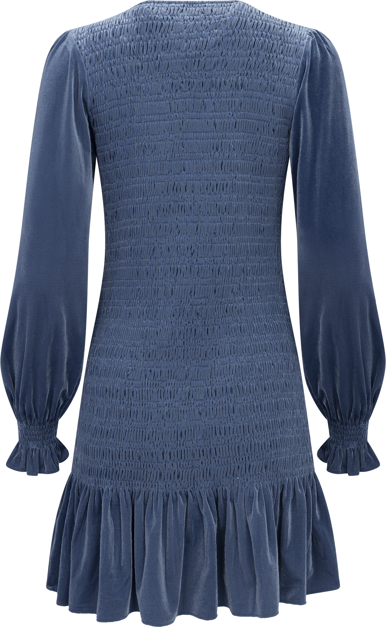 Rira Smock Velour Dress - Blue