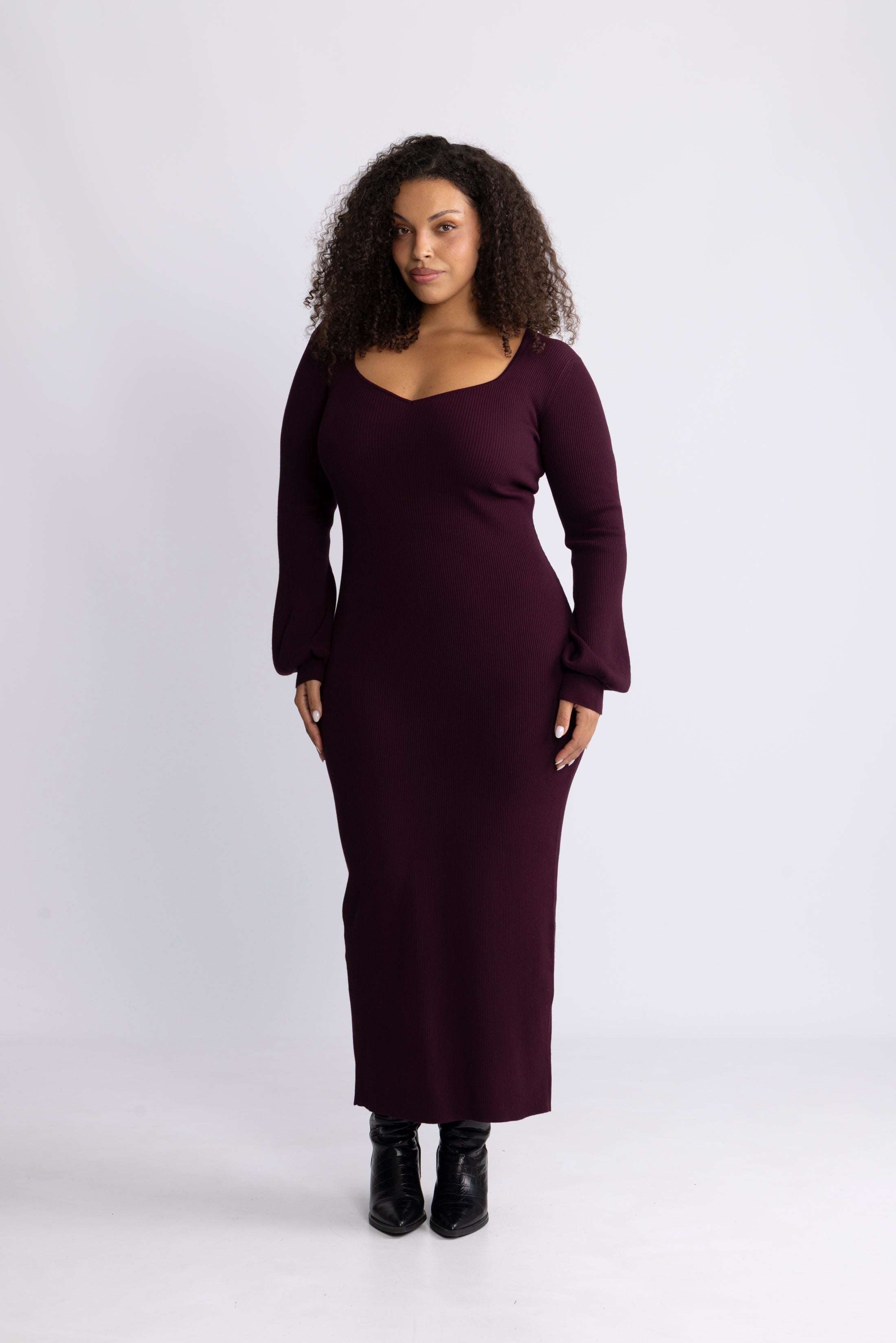 Janet Knit Dress - Burgundy