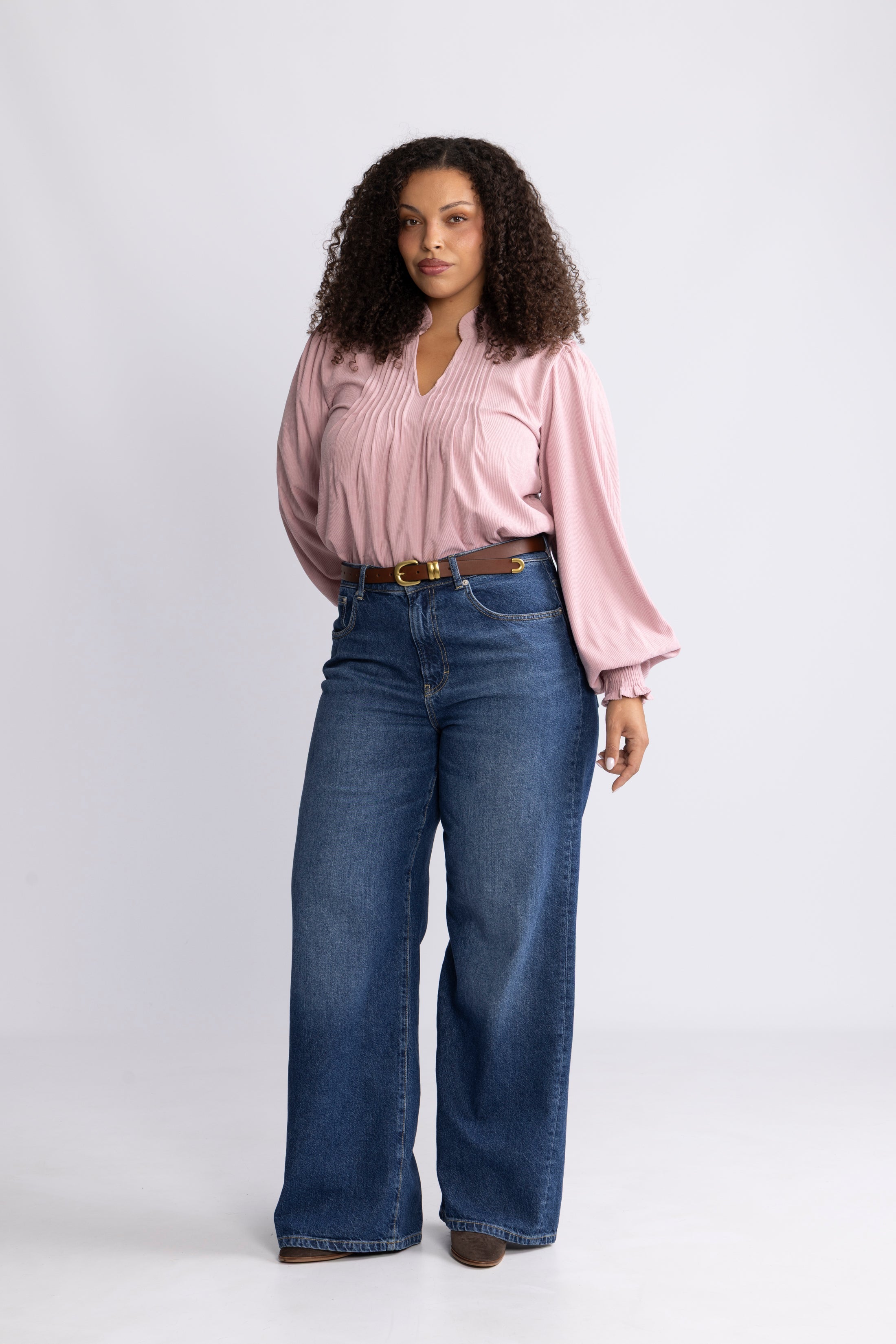 Emma Cord Blouse - Dusty Pink