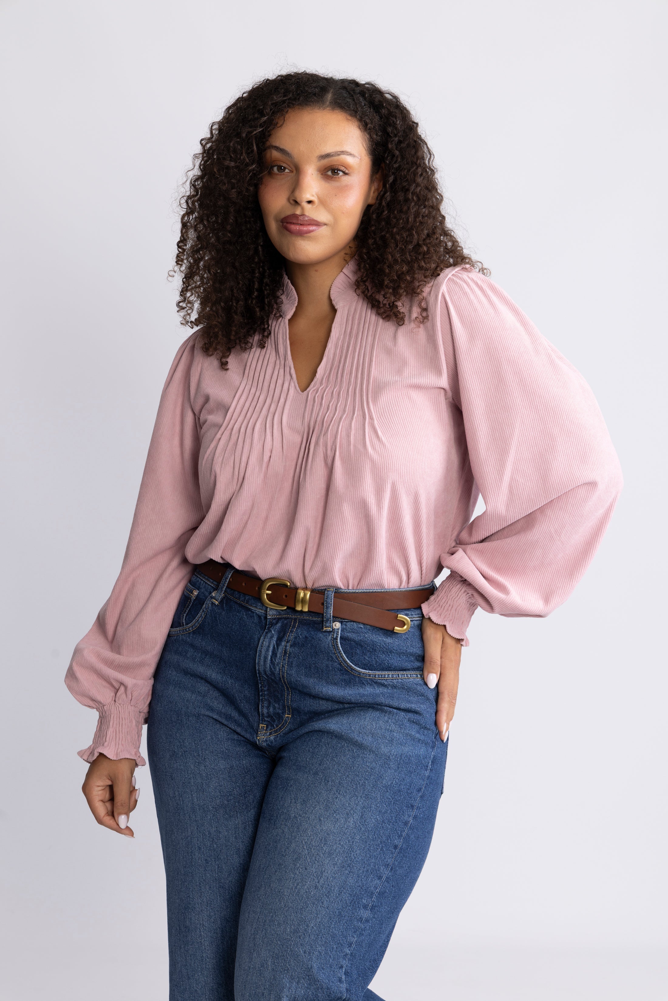 Emma Cord Blouse - Dusty Pink