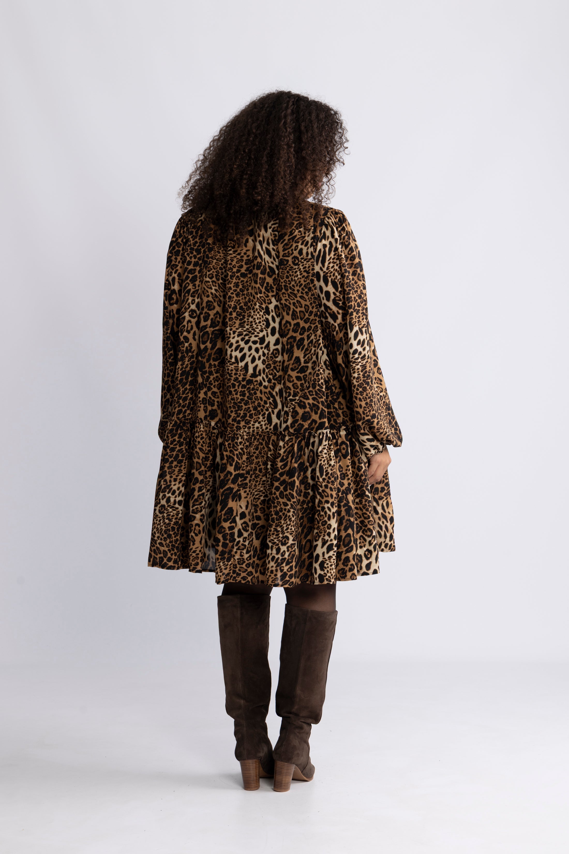 Jofrid Bow Mini Dress - Leopard