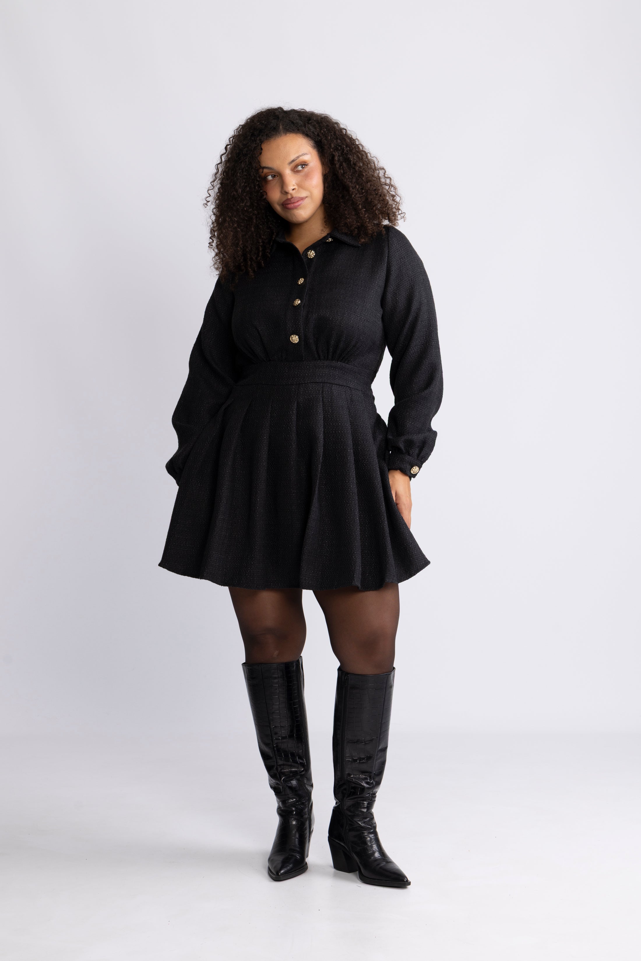 Vinda Boucle Dress - Black