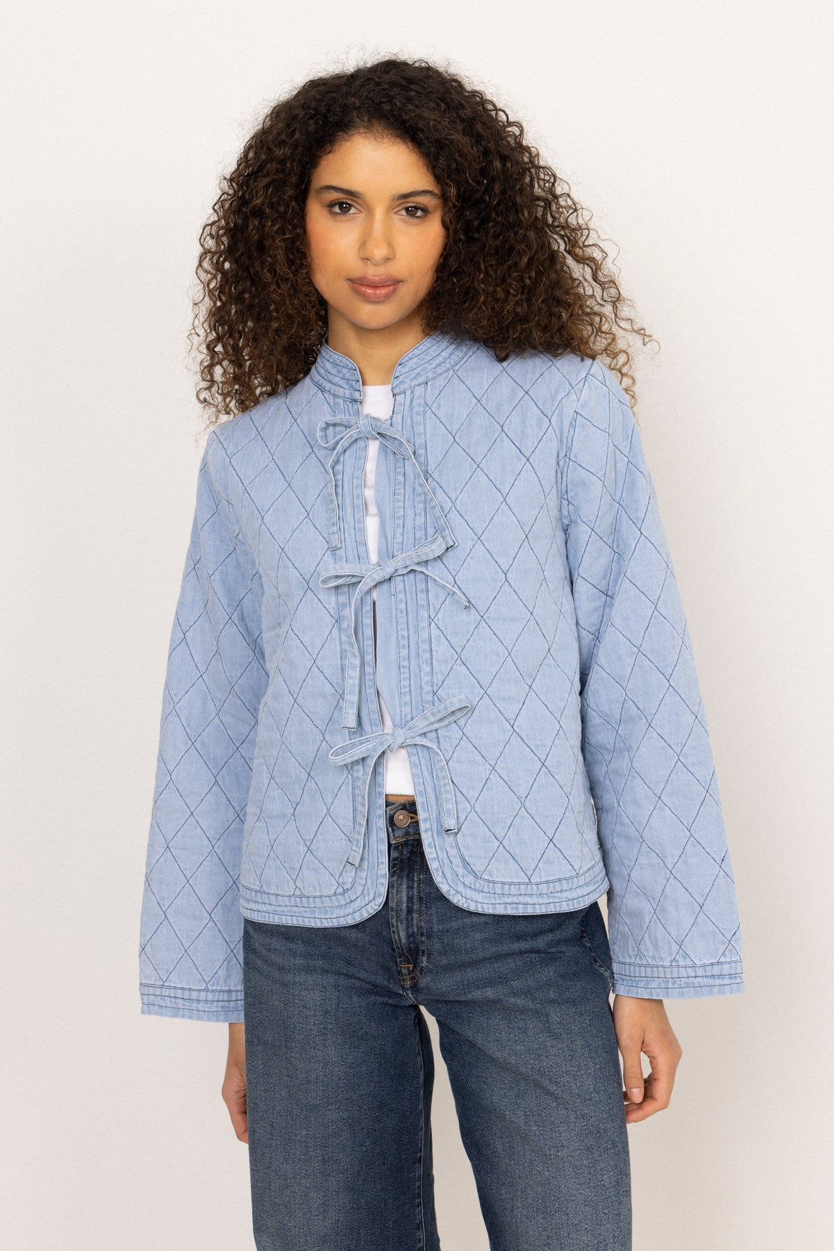 Emma Tieband Quilt Jacket - Blue