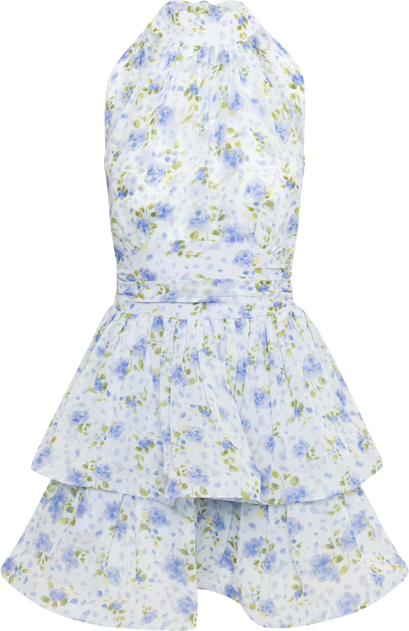 Idun Wave Mini Dress - Light Blue Floral