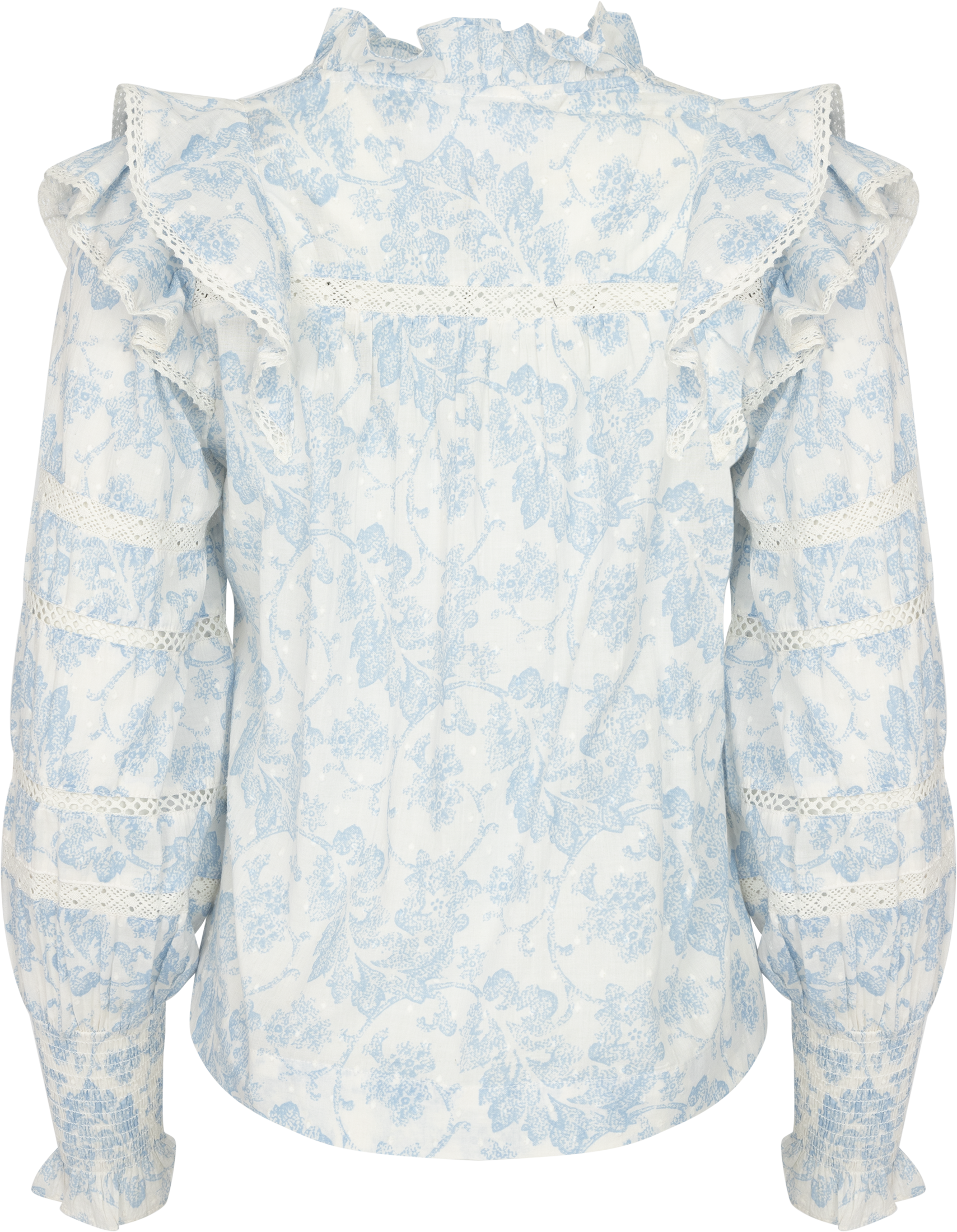 Vårun Flower Dobby Blouse - Blue Dobby Flower