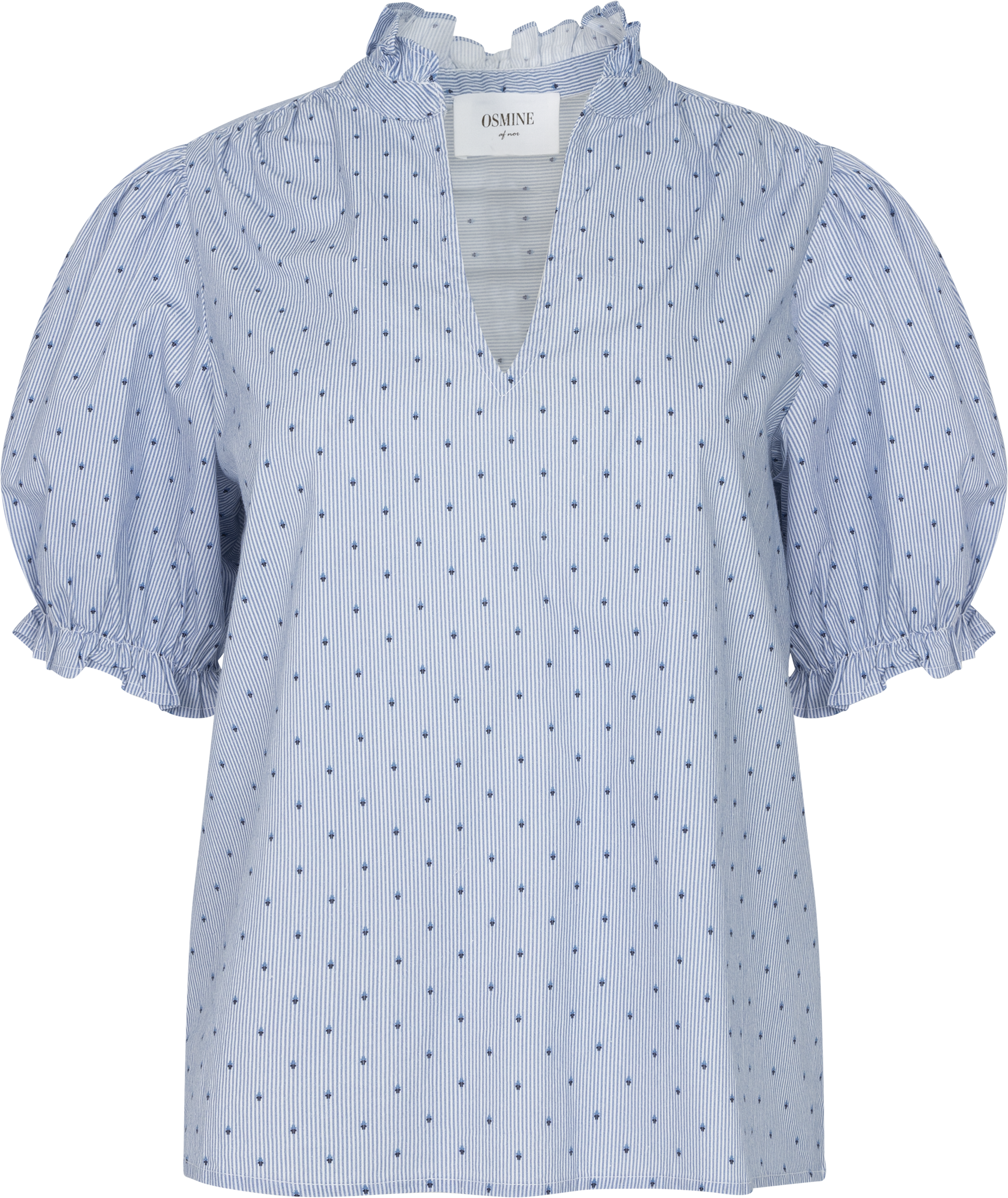 Signy Stripe Emb Blouse - Blue Stripe