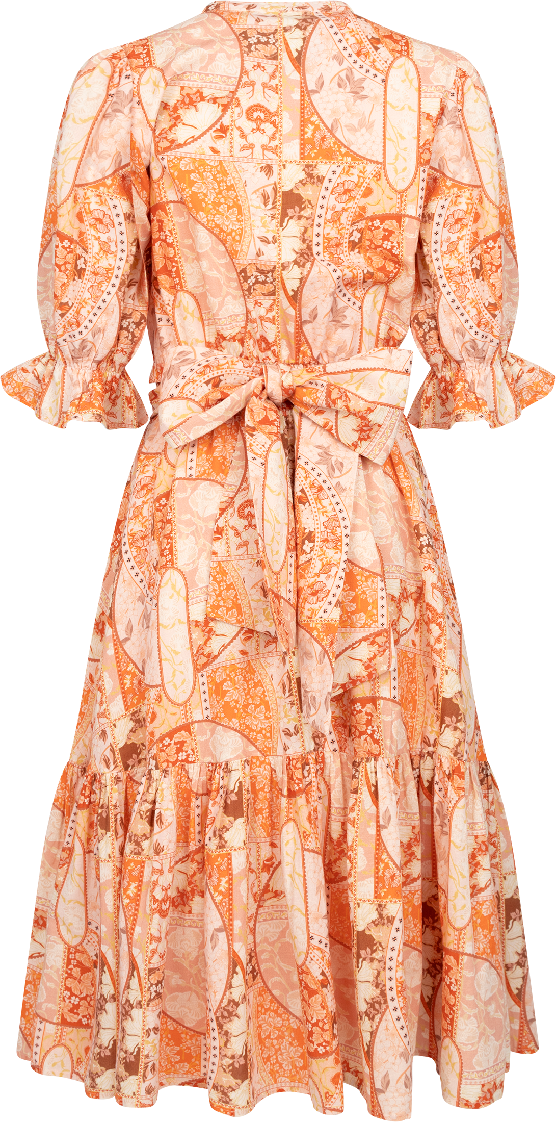 Gertrude Linen Midi Dress - Coral Flower