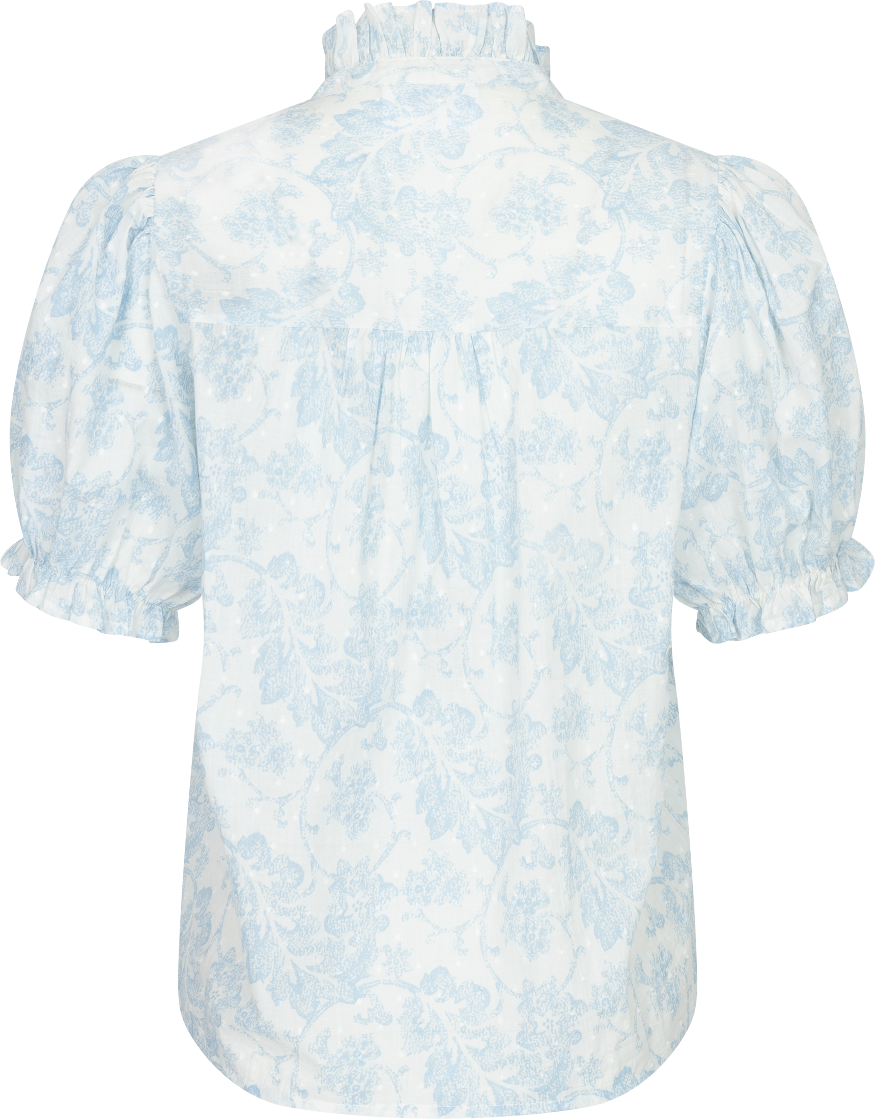 Signy Flower Dobby Blouse - Blue Dobby Flower